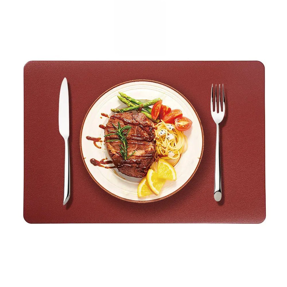 Premium Arkansas Faux Leather Placemats - Set of 4 Waterproof Dining Table Mats for Formal Dinner, Holiday Decor & Everyday Use
