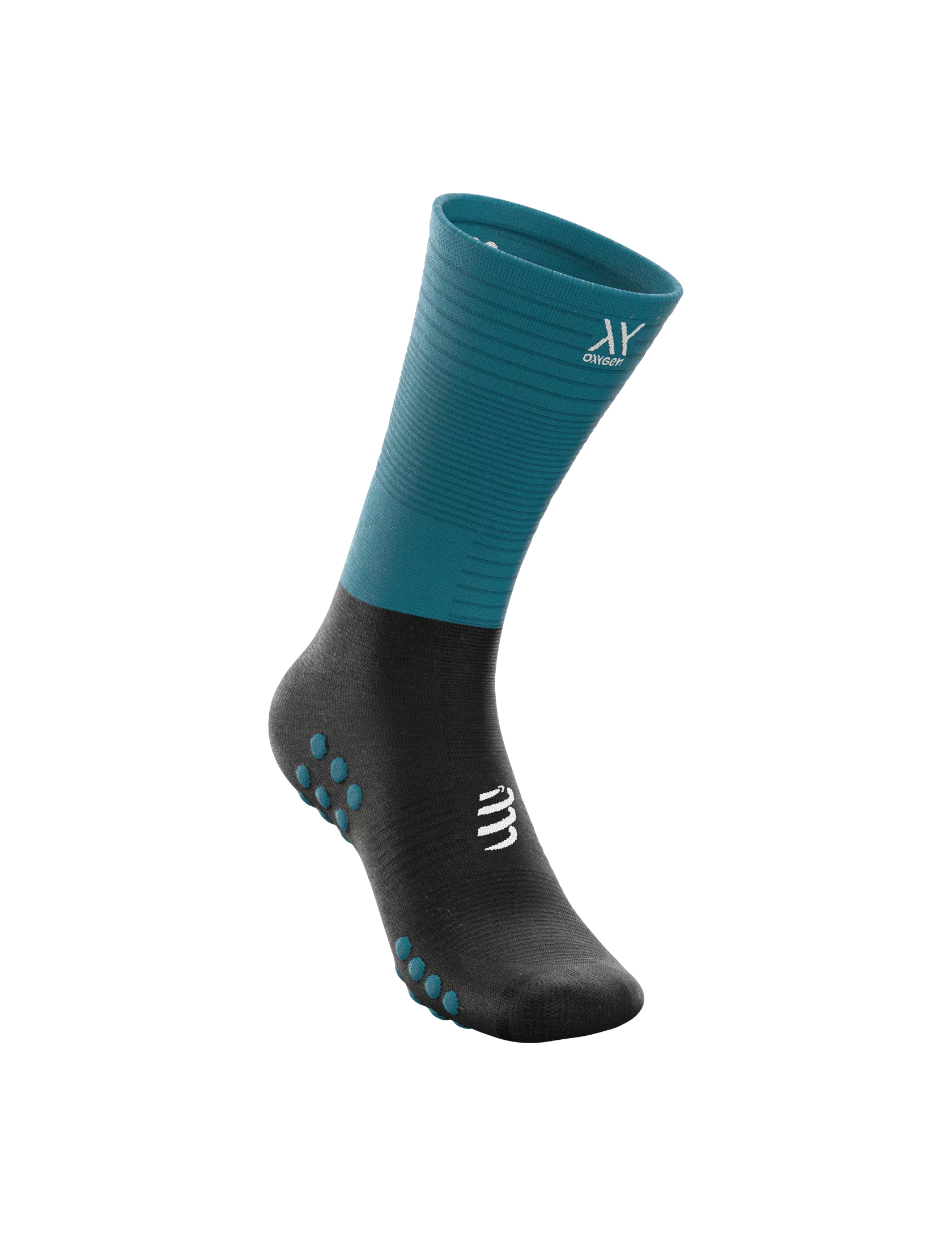 Compressport Mid Compression Socks for Men & Women - Performance Running, Hiking & Recovery Socks - Mosaic Blue/Black (XU00005B5028) - Ideal for Marathon Training, Travel & Varicose Vein Relief