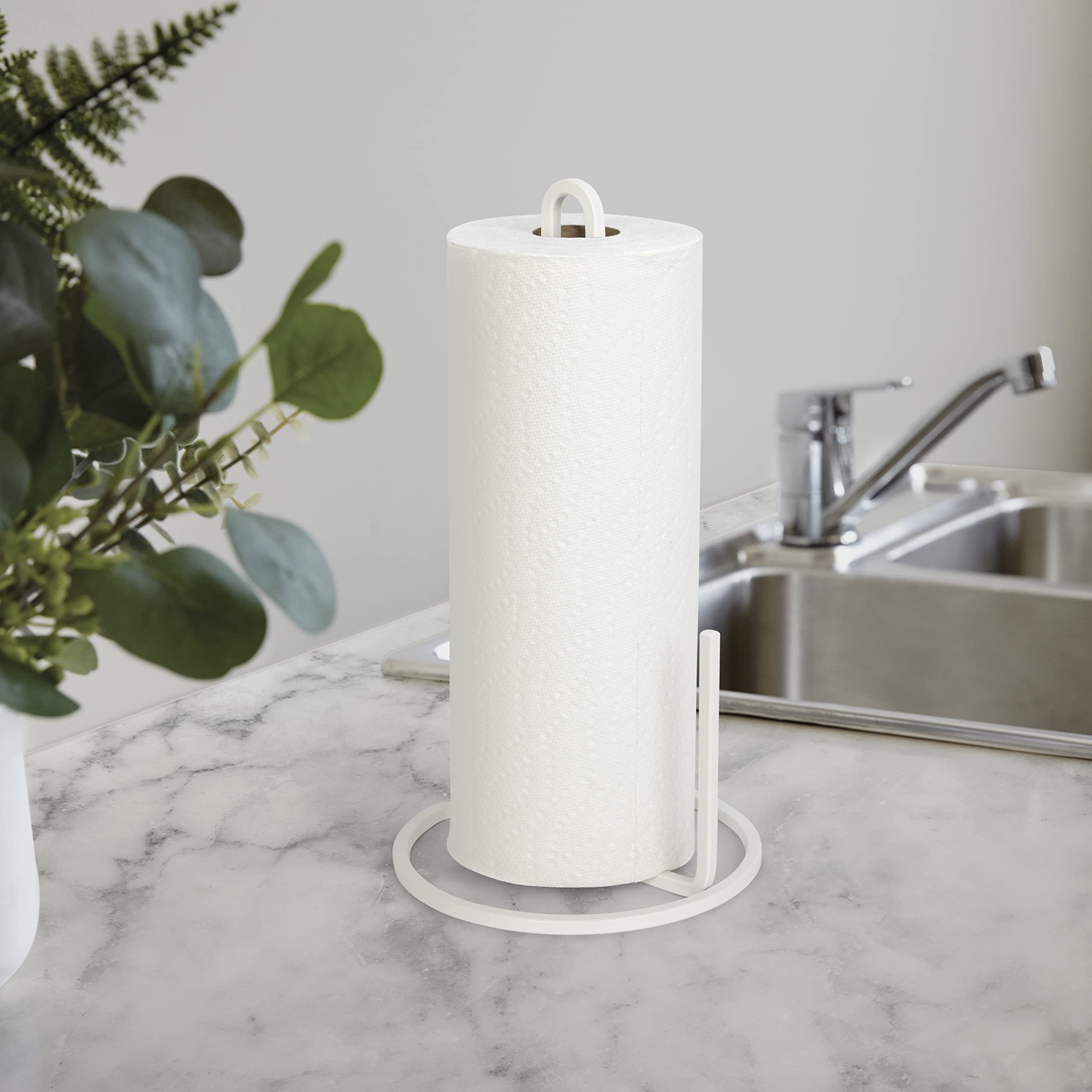 Umbra Squire White Paper Towel Holder - Modern Kitchen & Bathroom Organizer for Easy Access