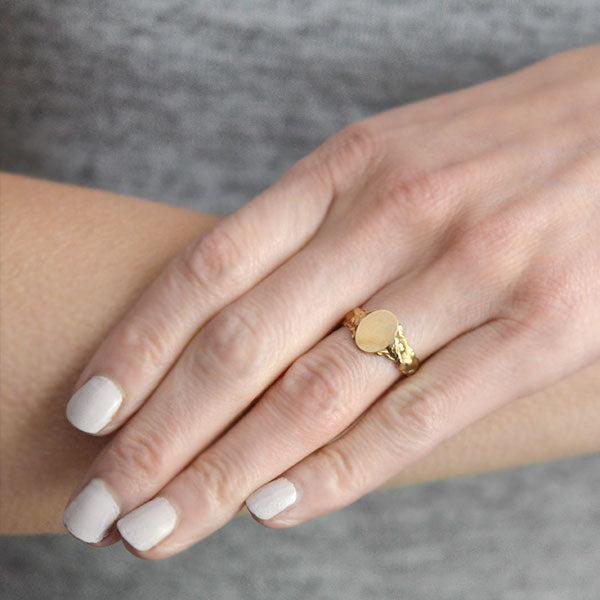 Victorian Style 14kt Yellow Gold Mermaid Signet Ring for Women - Elegant Jewelry Gift for Birthday, Anniversary & Special Occasions