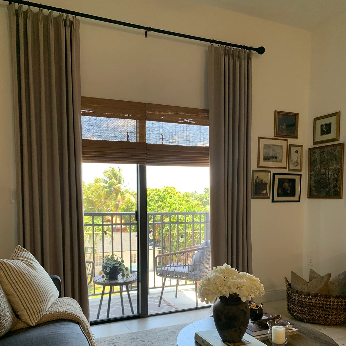 Pinch Pleated Blackout Curtains - 100% Linen Custom Drapes in Grey & Beige | Modern Thermal Insulated Window Treatments for Living Room & Bedroom