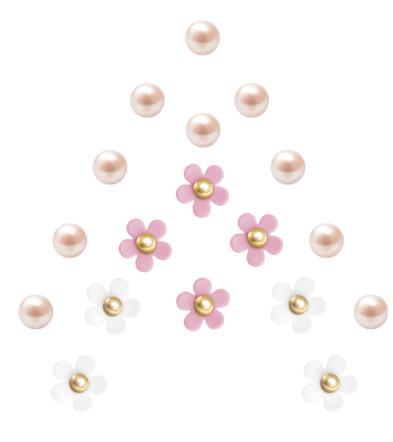 18Pcs Acrylic Daisy Shoe Charms with Pearls for Women - Cute Flower Shoe Accessories for Clogs & Sandals - DIY Shoe Decorations - Perfect for Birthday Party Favors, Girls' Fashion & Summer Outfits