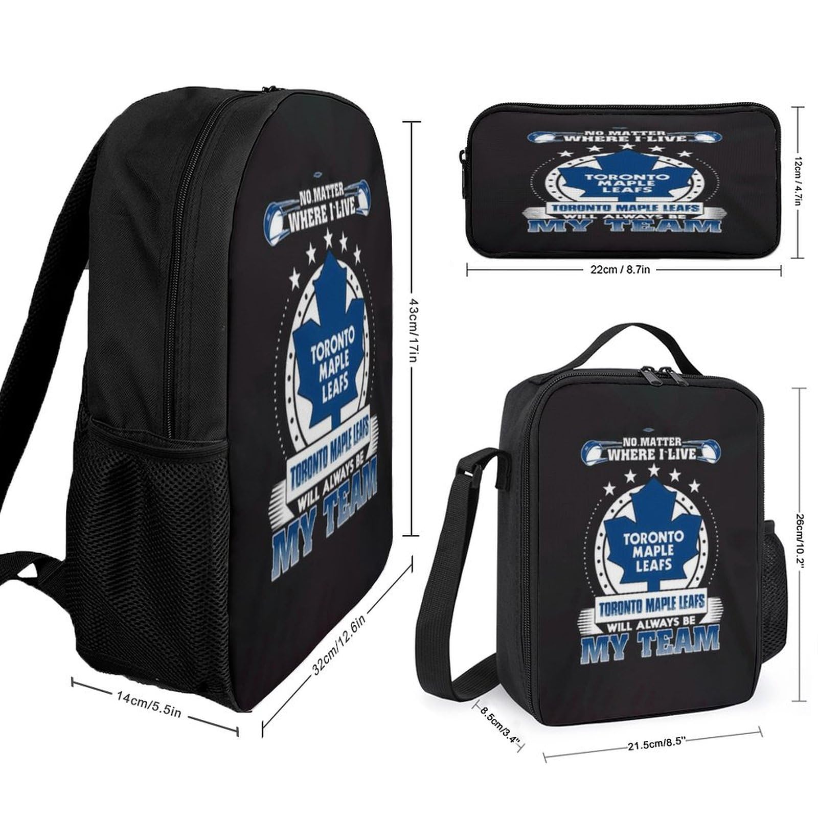 Toronto Backpack Set - 3Pcs Lightweight Casual Bookbag with Lunch Bag & Pencil Case for School, Work, Travel | Durable Computer Bag for Students & Professionals