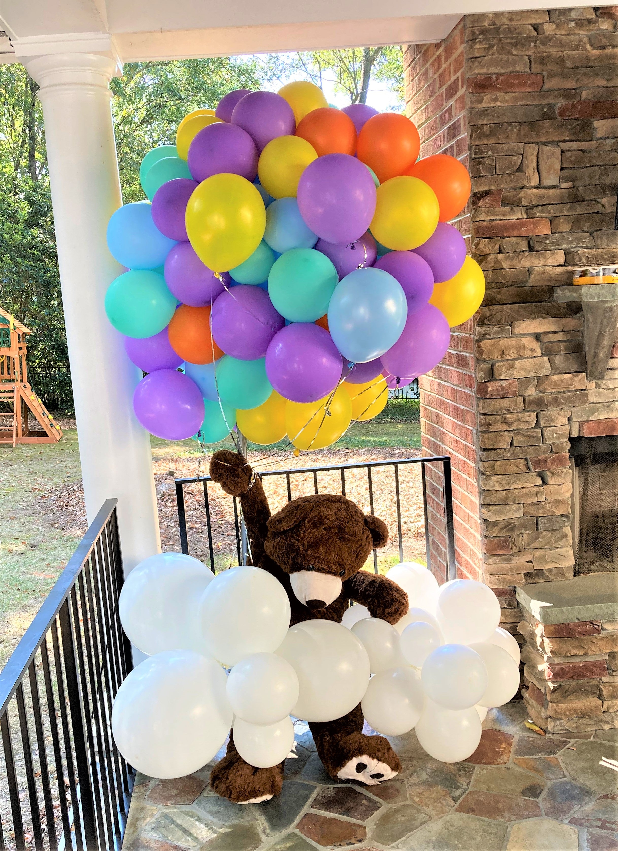 Adorable Baby Teddy Bear Floating on Cloud - Perfect for Nursery Decor, Baby Showers & Newborn Photography Backdrops