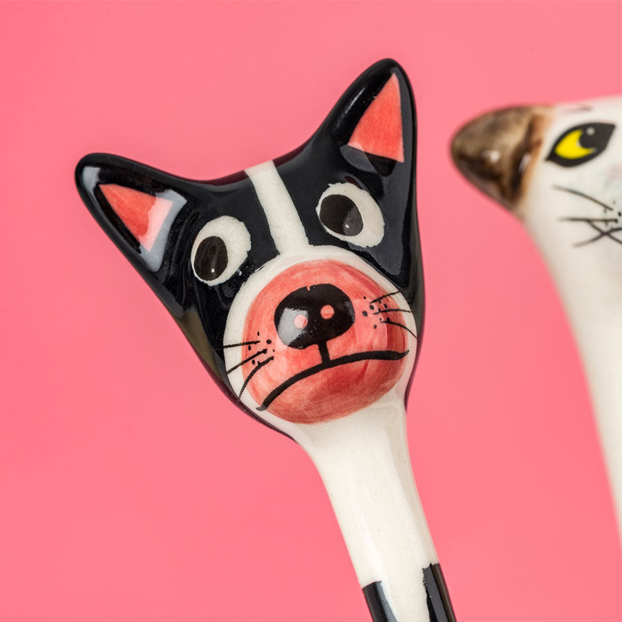 Handmade Ceramic Dog Spoons - Set of 4 Unique Handcrafted Pet Feeding Utensils - Perfect for Dog Lovers, Gift Ideas & Kitchen Use