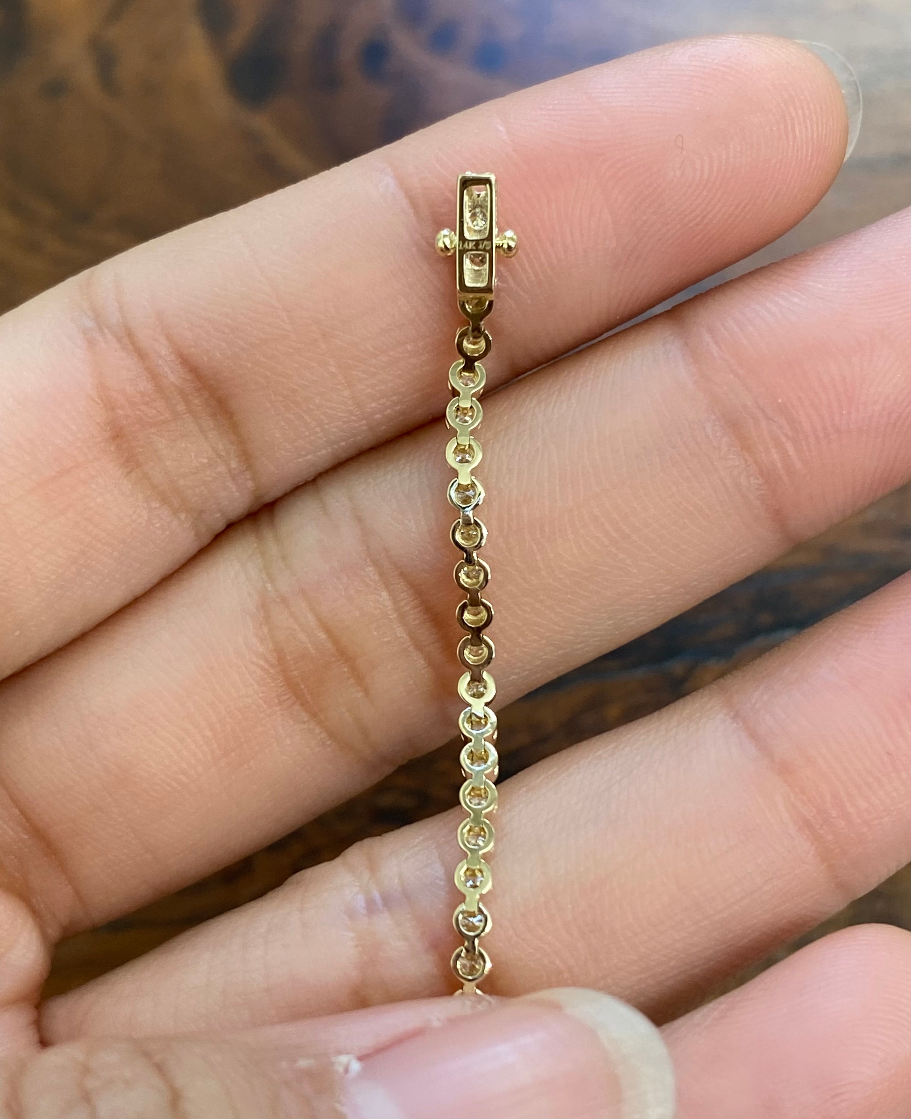 1CT Natural Diamond 7-Inch Yellow Gold Bezel Tennis Bracelet for Women - Elegant Jewelry Gift for Anniversary, Wedding & Special Occasions