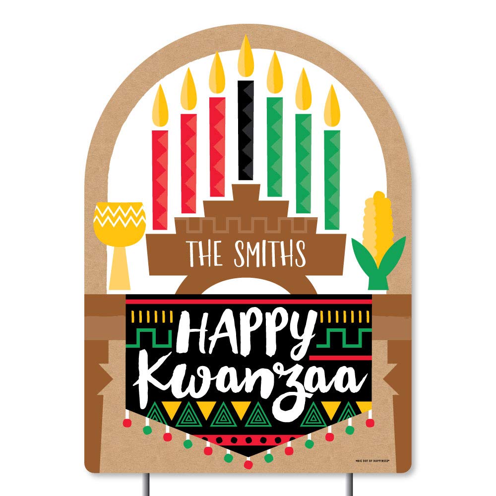 Personalized Happy Kwanzaa Yard Sign - Custom African Heritage Holiday Party Decorations - Outdoor Welcome Sign for Kwanzaa Celebrations, Home & Community Events