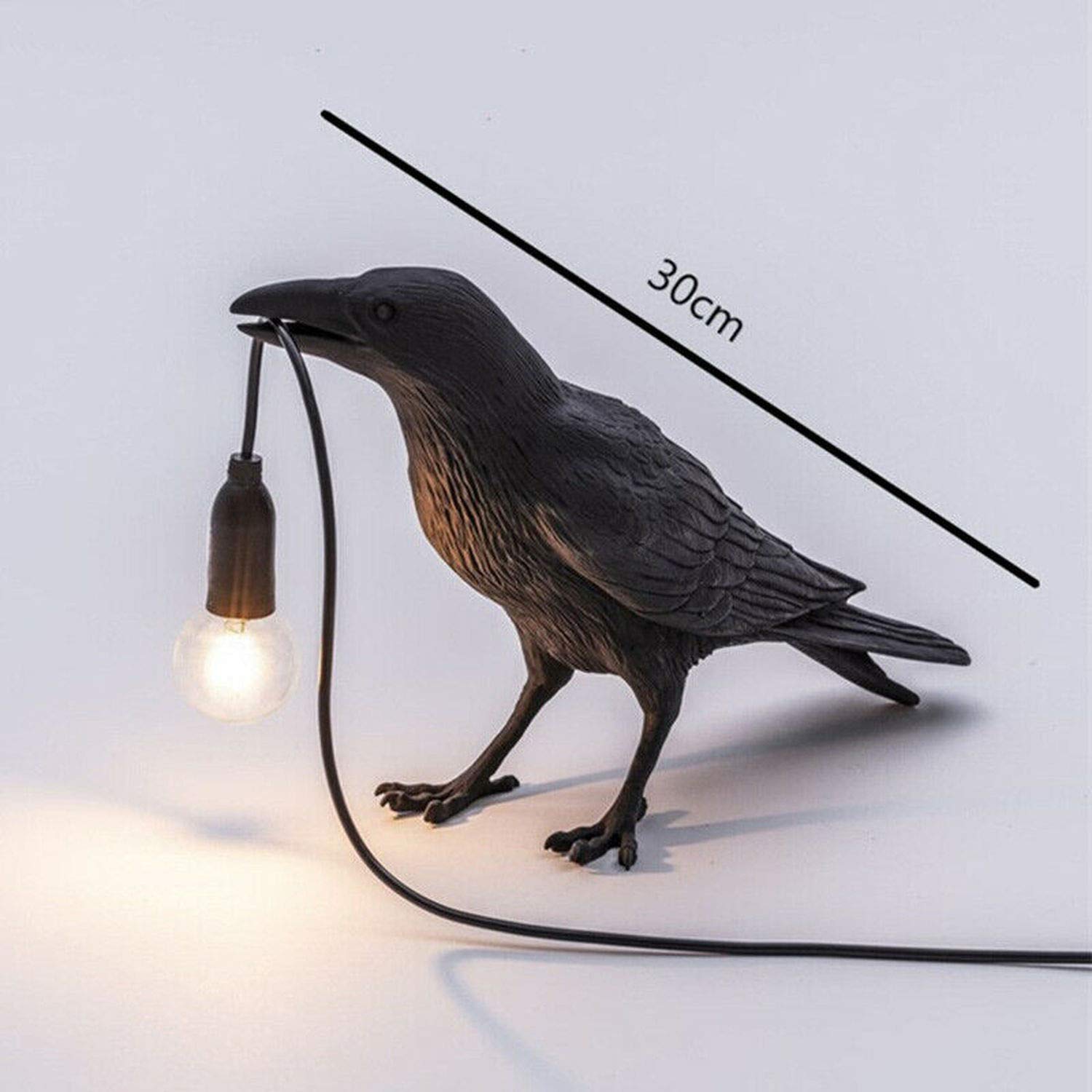 Black Crow Table Lamp - Modern Bird Desk Light for Bedroom, Office & Living Room - Adjustable Standing Lamp for Reading, Decor & Ambient Lighting