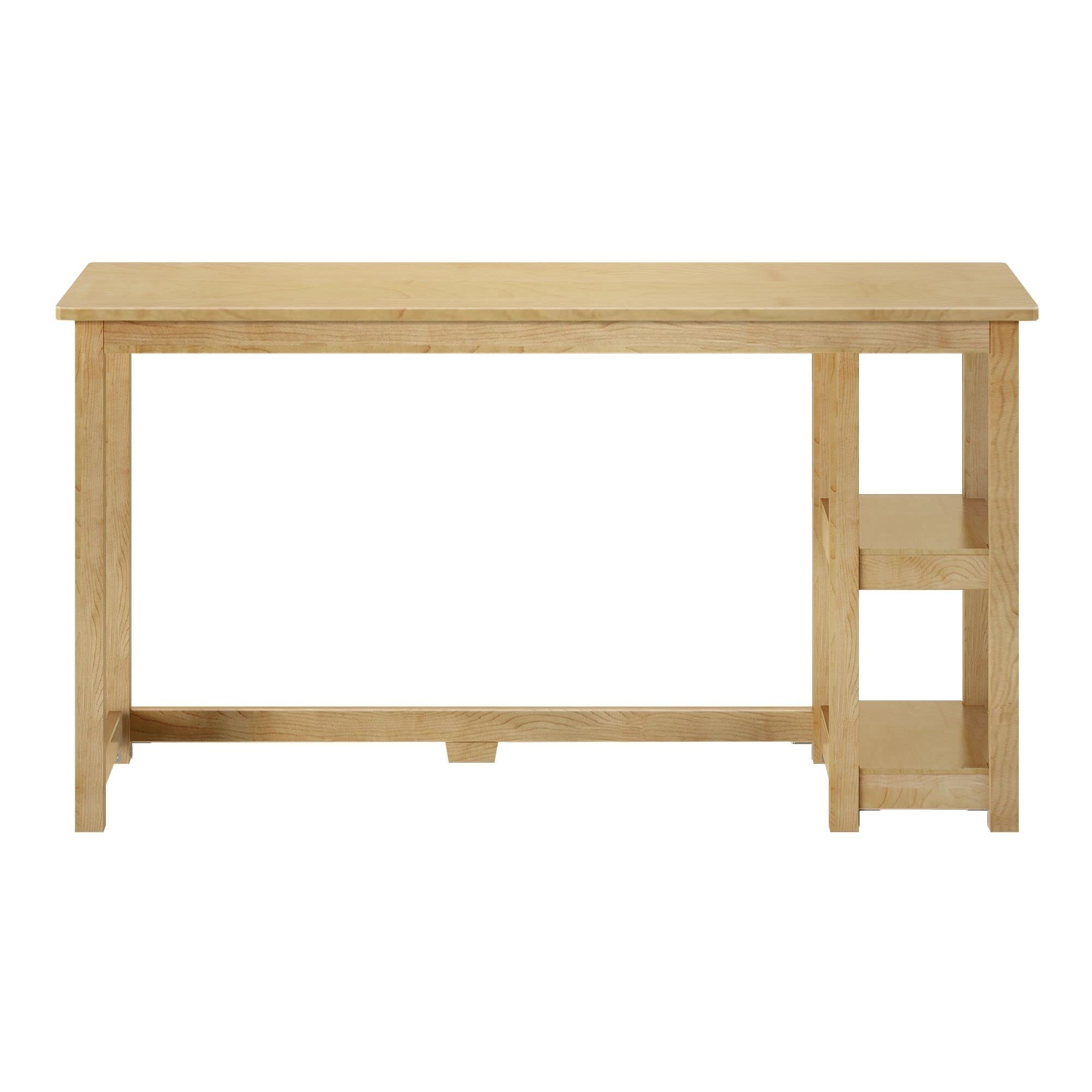 Max & Lily 55 Inch Solid Wood Desk with Shelves - Natural Wood Study Desk for Home Office, Kids Room & Dorm Room - Perfect for Remote Work, Online Learning & Homework Station