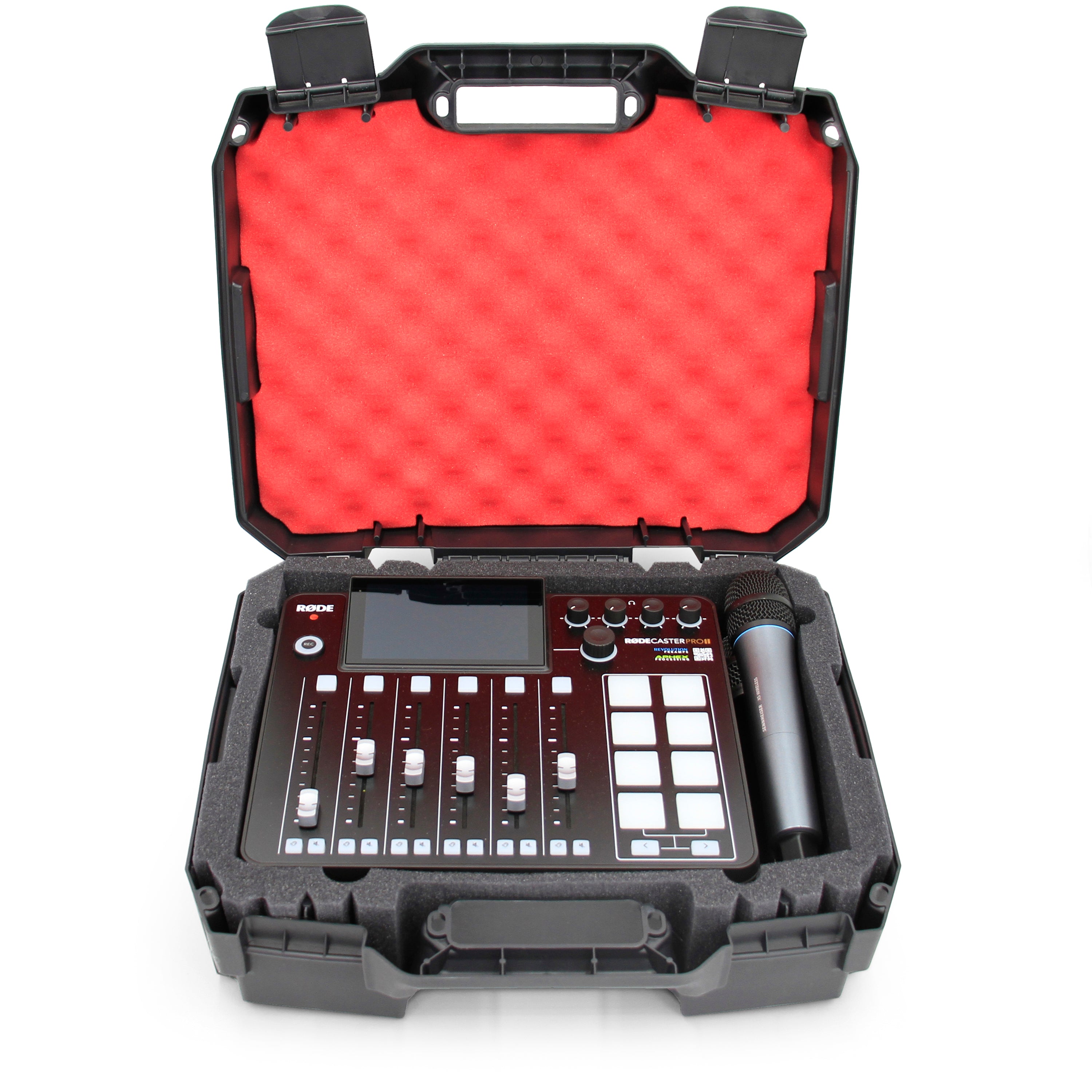 CASEMATIX Durable Hard Case for Rode Rodecaster Pro 2 Podcast Mixer & Wireless Microphones - Shockproof Protective Cover for Podcasting Equipment & Accessories - Perfect for Studio, Travel & Field Recording