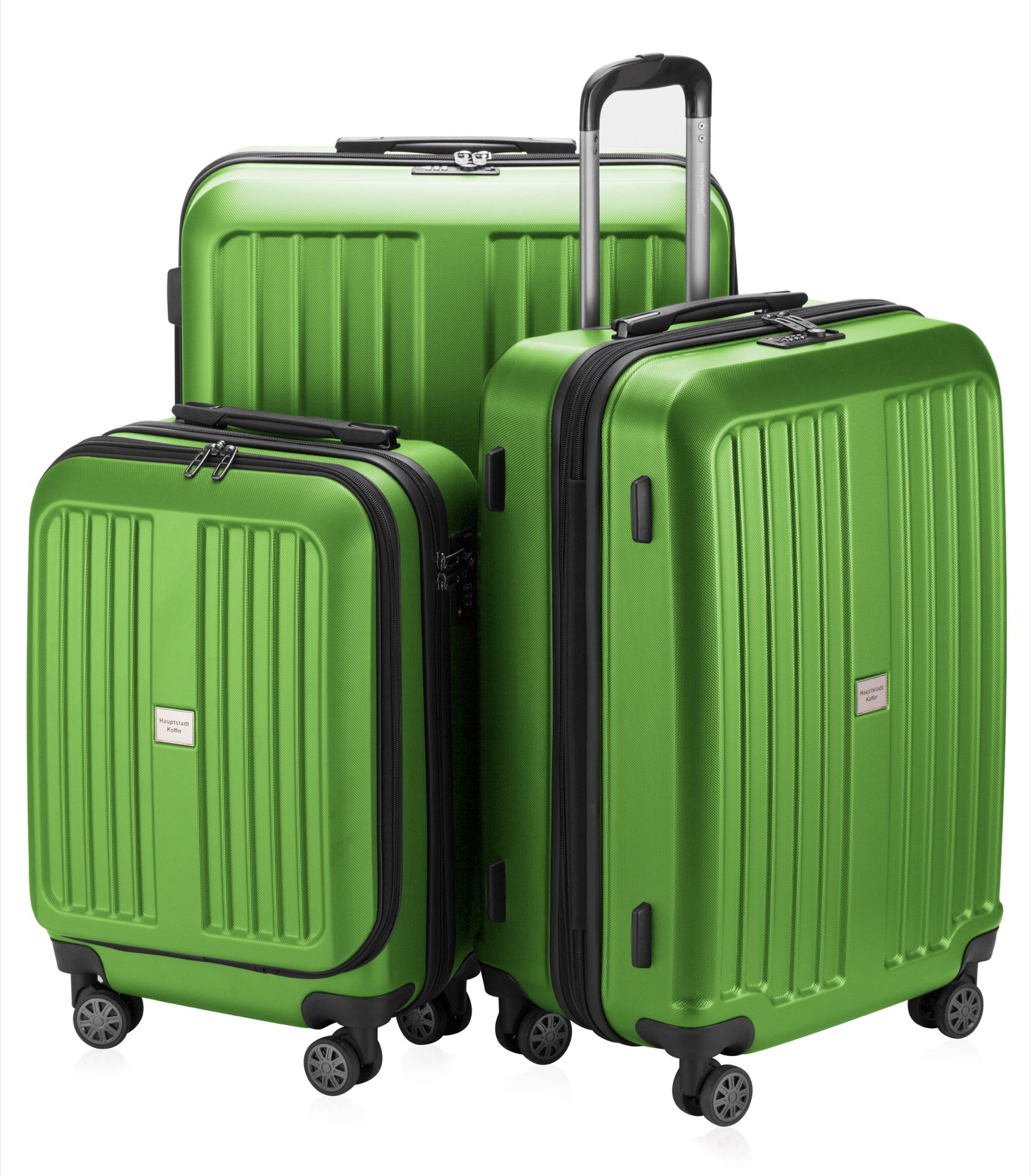 HAUPTSTADTKOFFER X-Berg 3-Piece Hardside Luggage Set with Spinner Wheels (20', 24', 28') - TSA Lock, Expandable Suitcase, Apple Green - Perfect for Travel, Business Trips & Family Vacations