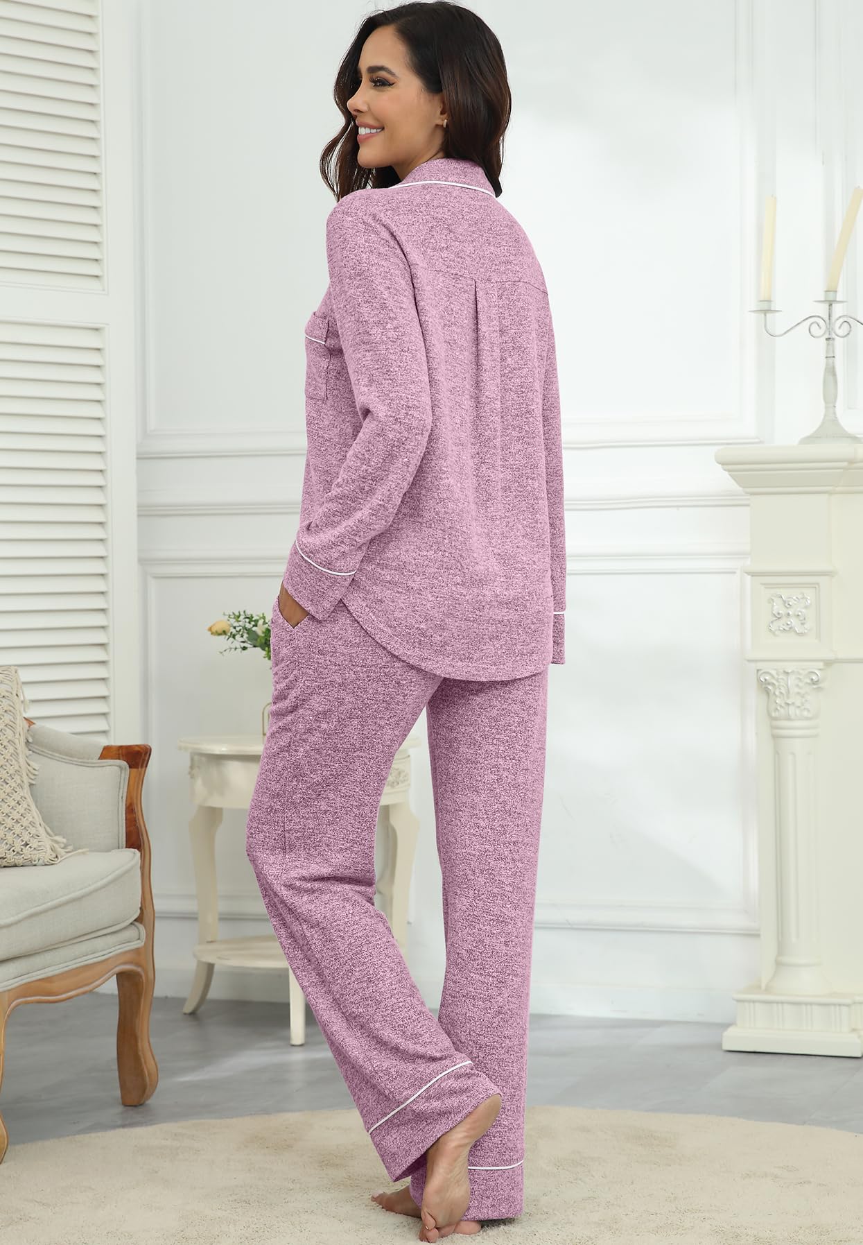 PrinStory Women's Long Sleeve Pajama Sets - 2 Piece Button Down PJs & Lounge Wear for Women | Soft Sleepwear for Nighttime & Cozy Loungewear for Relaxing at Home