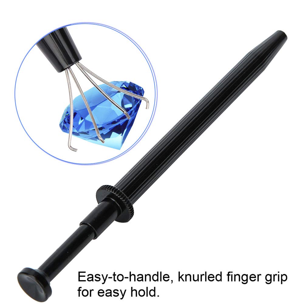 Professional 4-Prong Jewelry Tweezers - Gemstone Pickup Tool, Piercing Ball Holder & Removal Tool for Jewelry Making - 1 Pack (Great for Beading, Stone Setting & Body Piercing Accessories)