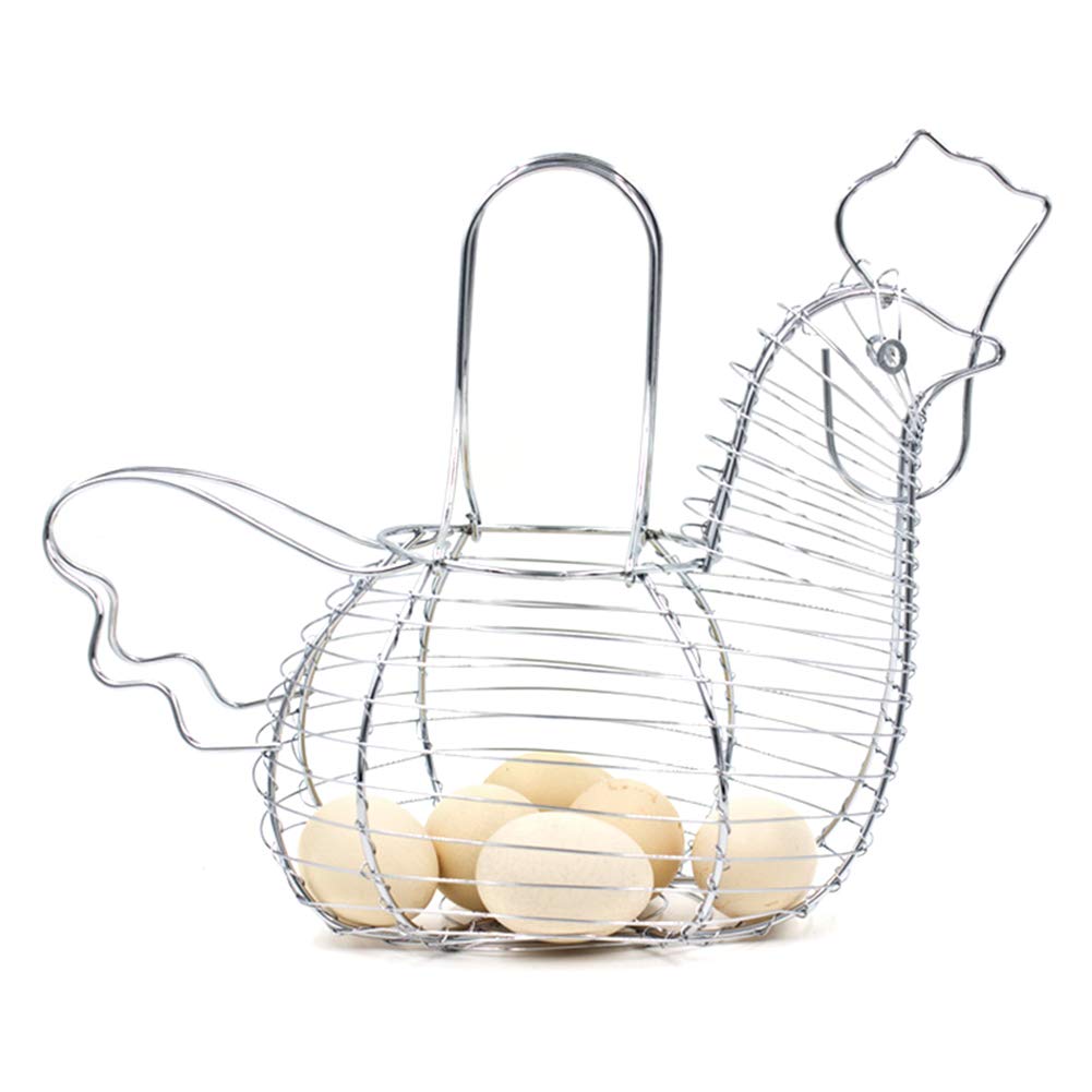 VALINK Innovative Hen-Shaped Egg Holder - Metal Wire Fruit Basket & Snack Organizer for Kitchen Counter, Dining Table, and Party Serving