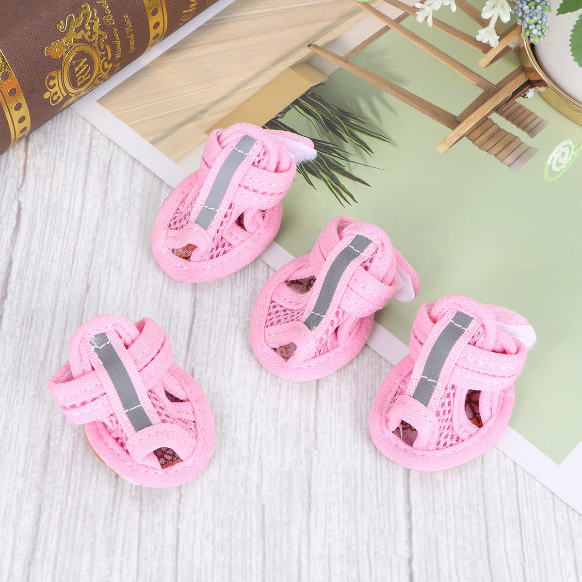 4 Pairs Breathable Mesh Dog Booties for Chihuahua & Small Dogs - Summer Paw Protectors for Hot Pavement, Walking, Hiking & Outdoor Adventures