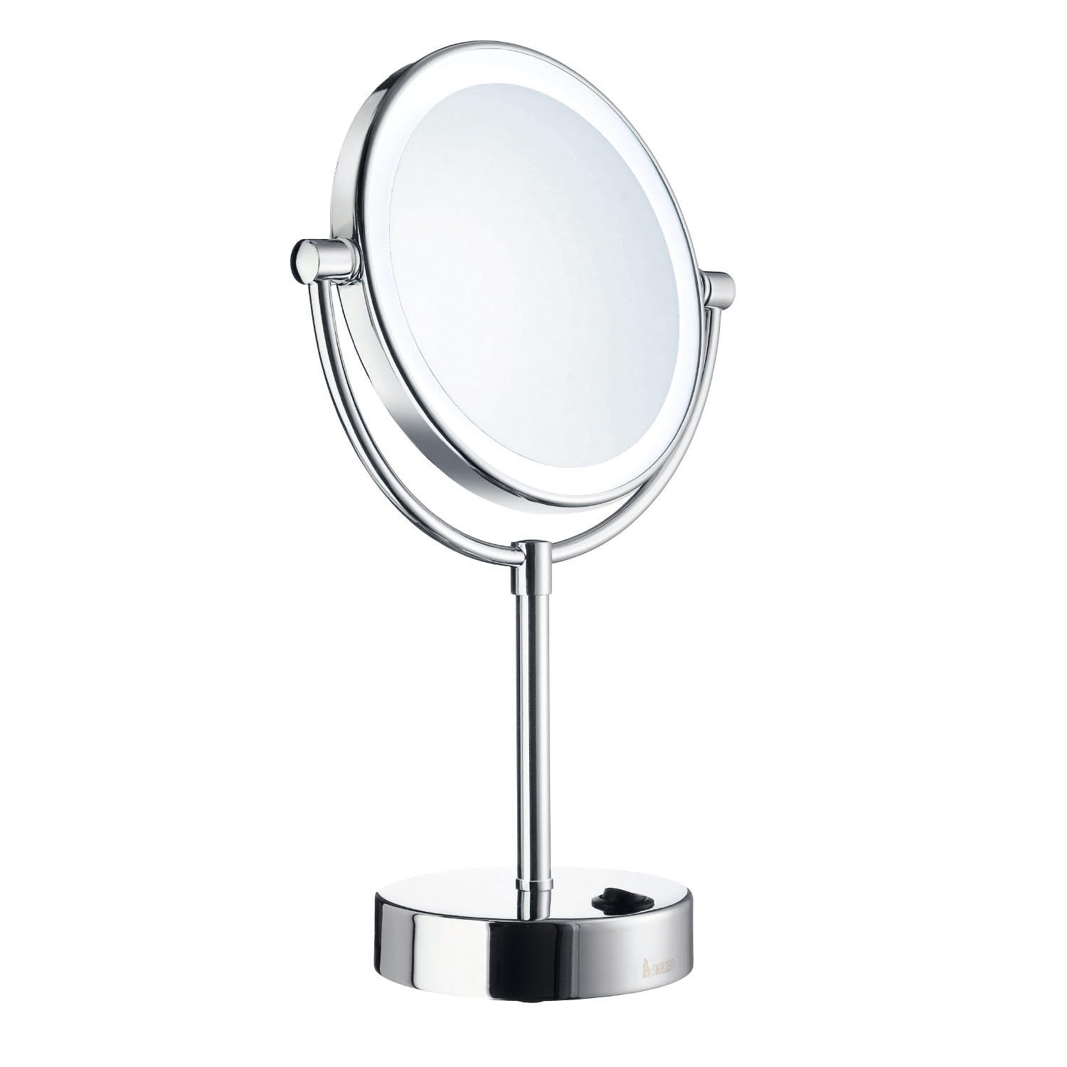 FK474E LED Dual-Sided Makeup Mirror with 5X Magnification & Normal View - Polished Chrome (16.5
