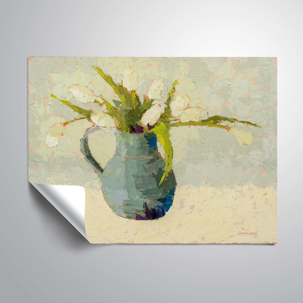Turquoise Tulips Removable Wall Art Mural - Self-Adhesive Peel and Stick Wallpaper for Bedroom, Living Room, Nursery Decor