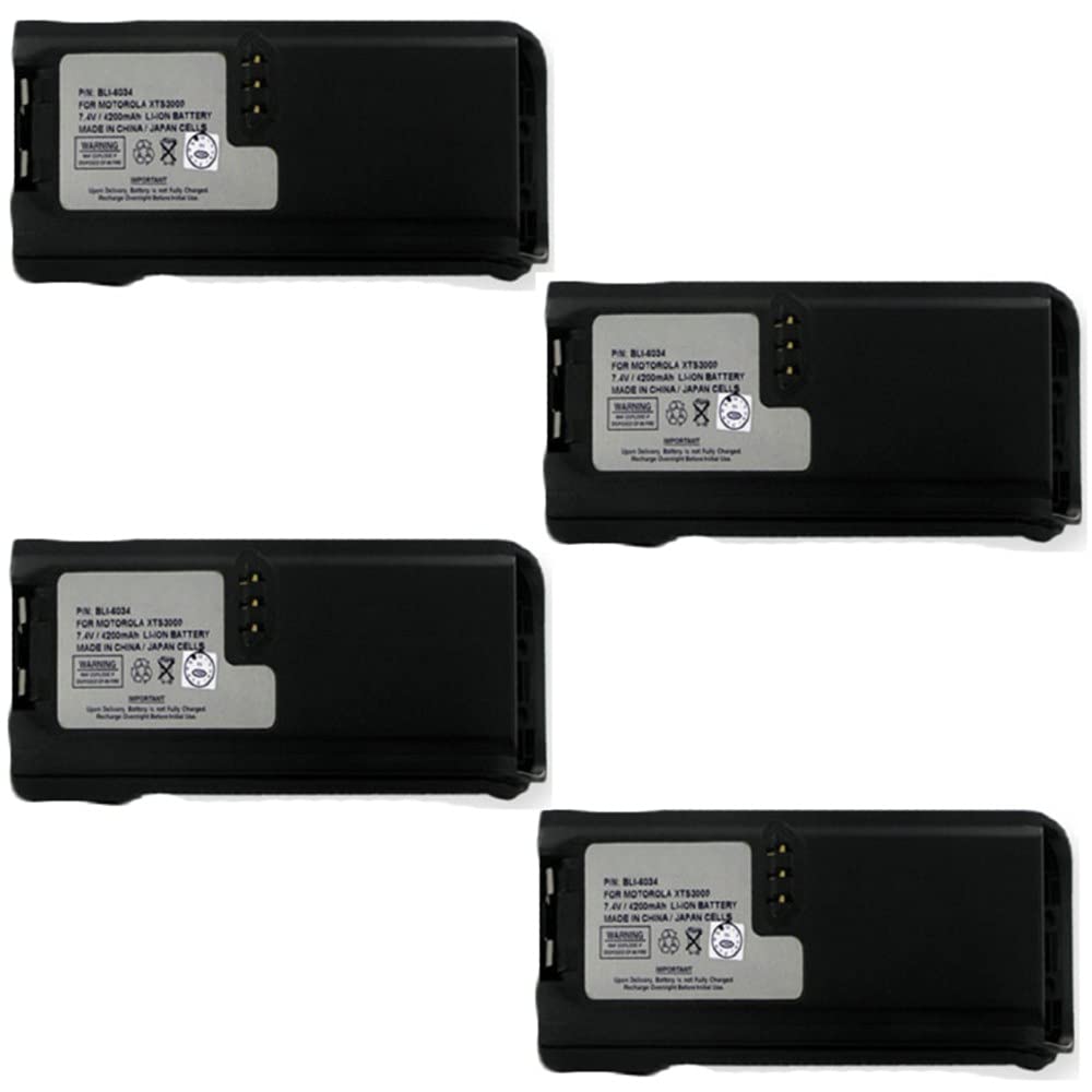 Synergy Digital 2-Way Radio Li-ion Battery Pack - 7.4V 4200mAh Replacement for Motorola XTS5000R & NNTN6034A - 4-Pack Combo for Long-Lasting Communication - Ideal for Security, Construction & Emergency Response Teams