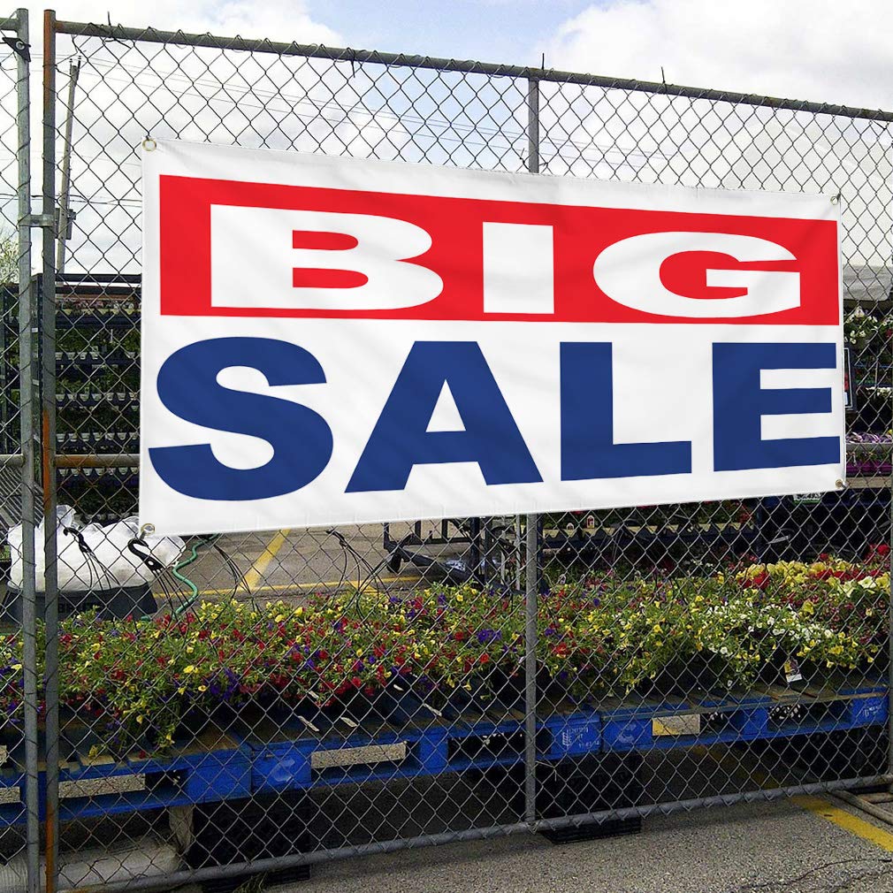 Vinyl Banner - Heavy Duty Weatherproof Outdoor Sign (48x96 Inches) with 8 Grommets - Red & Blue Business, Industrial & Yard Signs - Perfect for Advertising, Events, Construction Sites & More