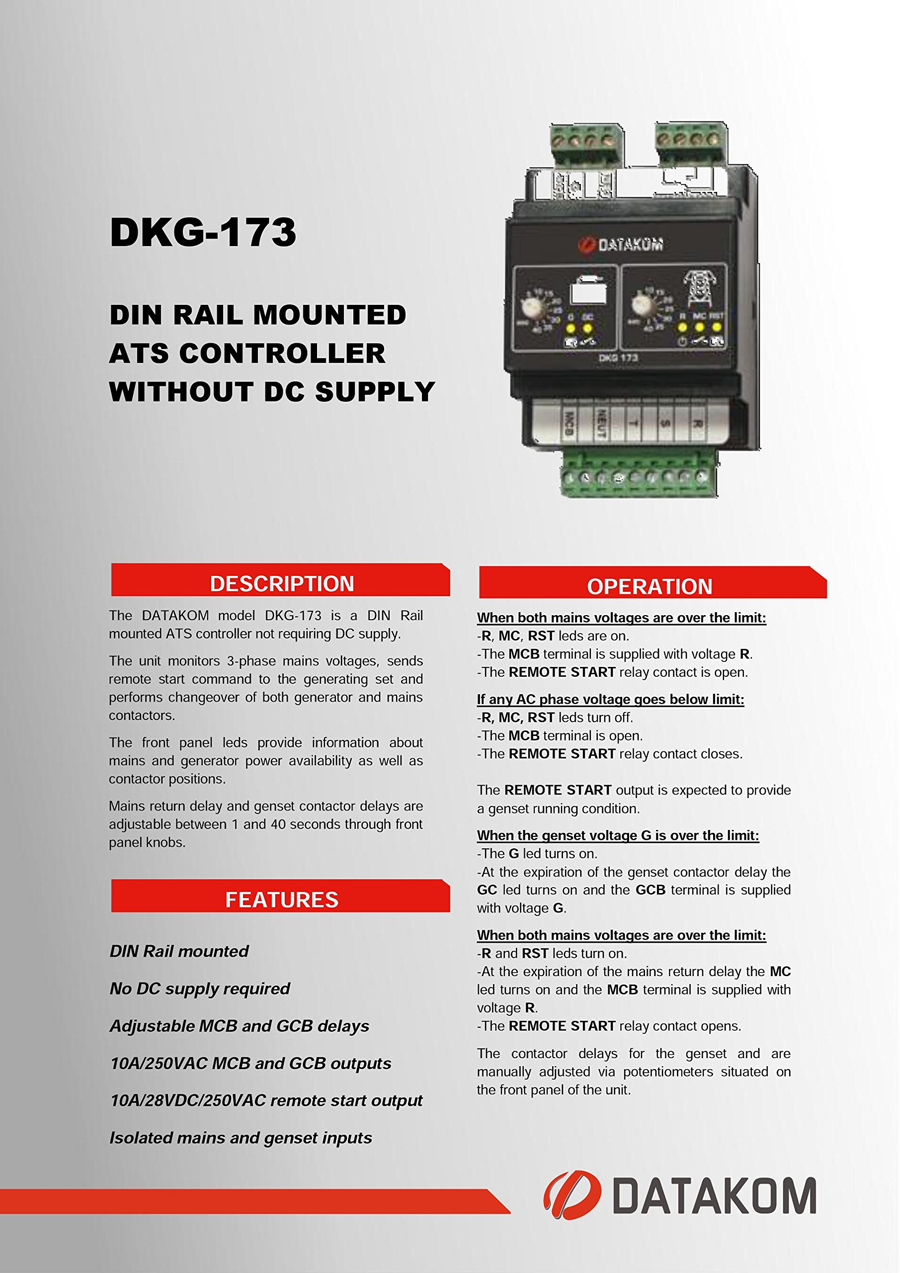 DKG-173 230/400V Automatic Transfer Switch Panel (ATS) for Generator & Mains Power Supply - Reliable Backup Power Solution for Homes, Businesses & Emergency Use