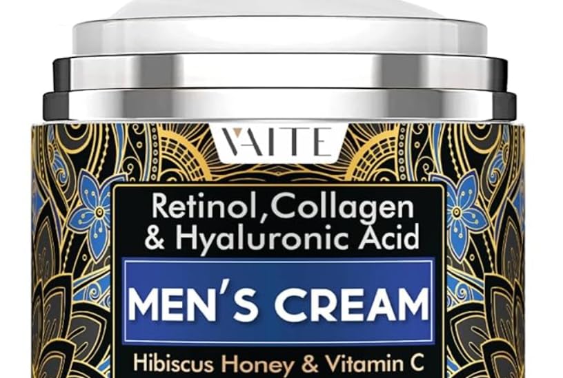 VAITE Men's Anti-Aging Face Moisturizer with Collagen & Retinol - Hydrating Anti-Wrinkle Cream with Hyaluronic Acid, Hibiscus, Honey & Vitamin C - Day & Night Facial Moisturizer for Dry Skin - Perfect for Daily Skincare Routine & Gift for Men