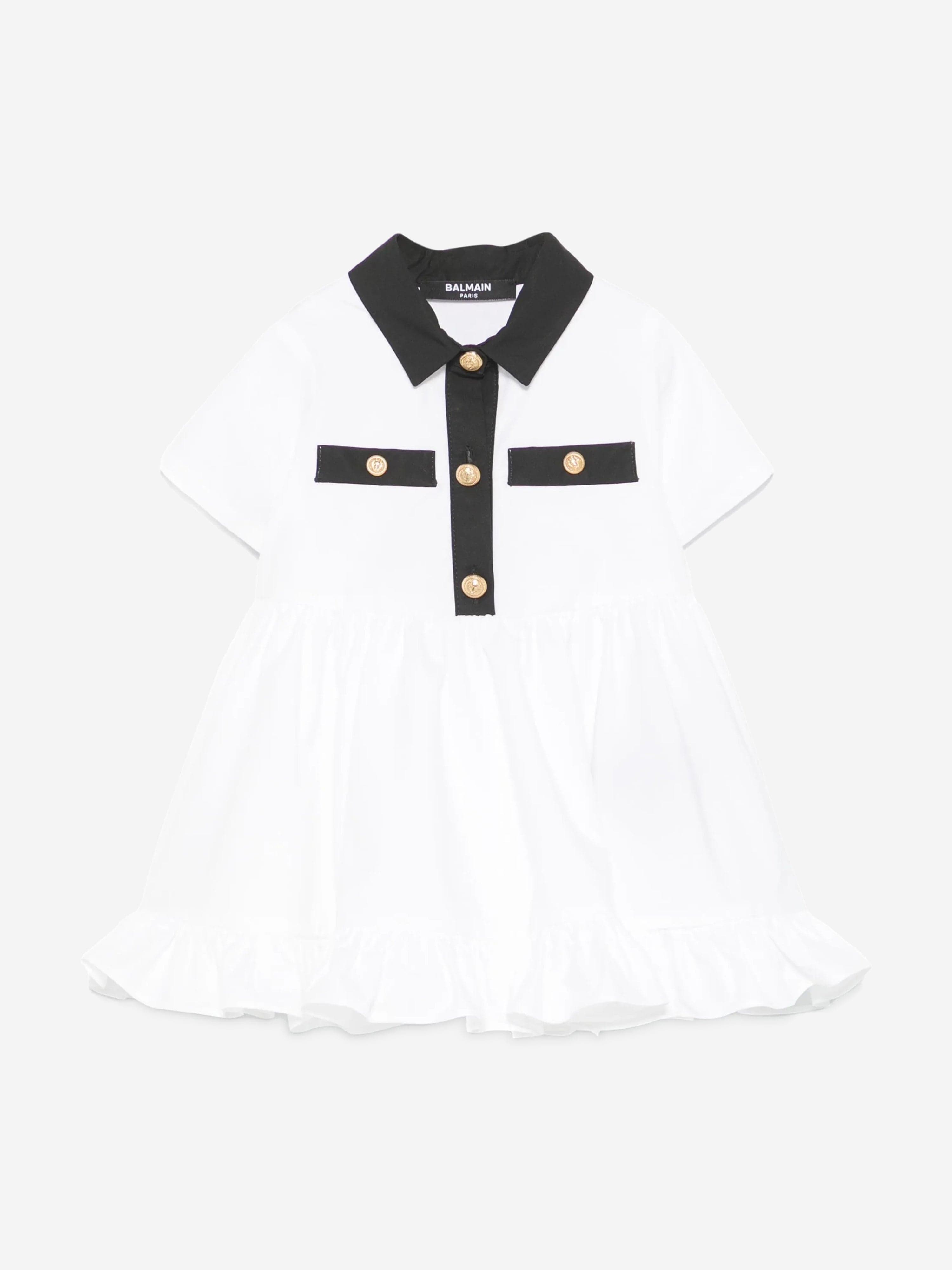 Baby Girls Polo Dress with Knickers in White - Cute Cotton Outfit for Toddler Playdates & Summer Parties