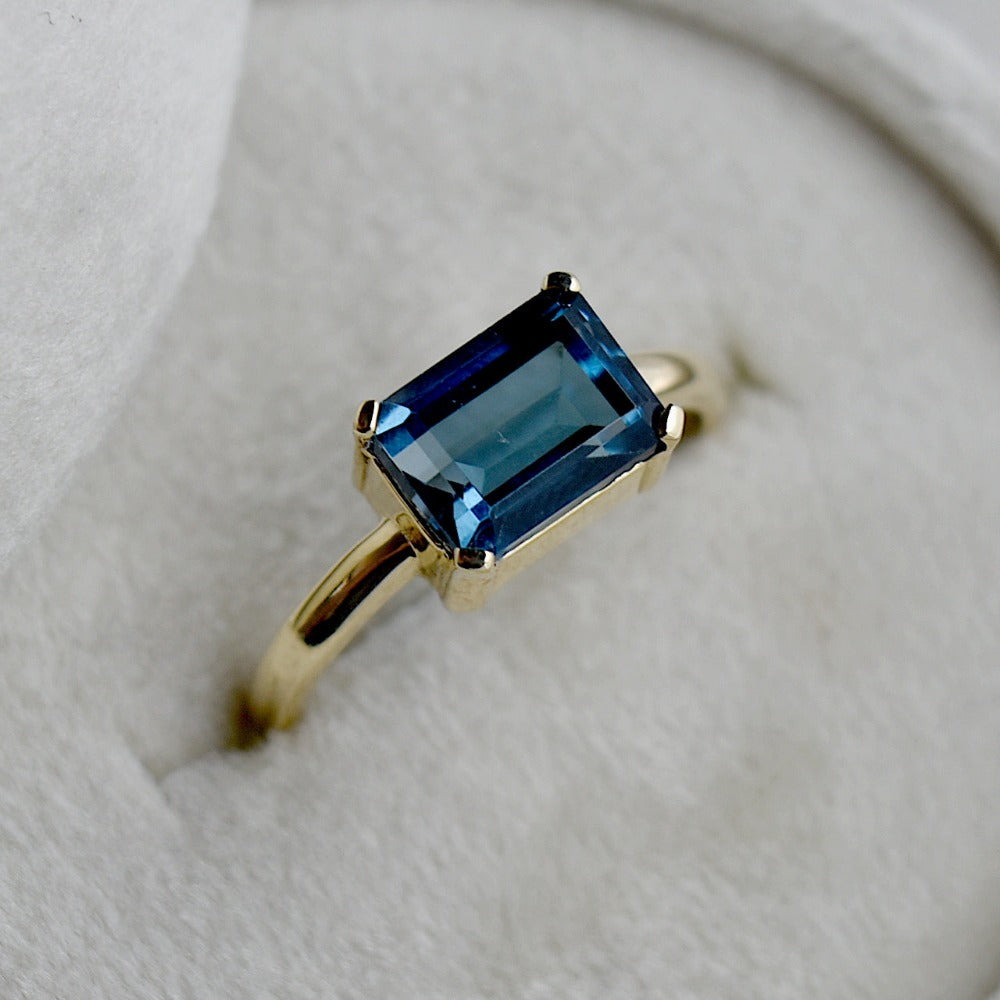 Emerald Cut London Blue Topaz Ring - Elegant Sterling Silver Jewelry for Women, Perfect for Engagement, Wedding & Anniversary Gifts