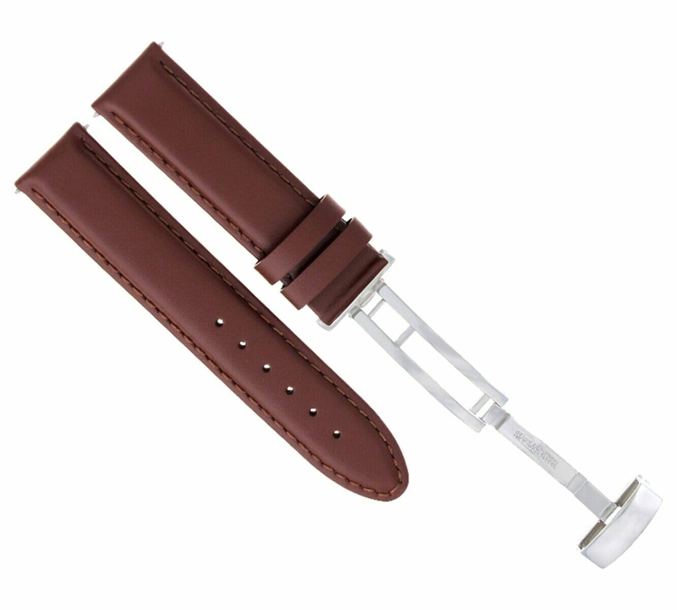 22mm Genuine Leather Watch Band Strap with Smooth Deployment Clasp - Compatible with Breitling - Tan Light Brown - Replacement Strap for Men's & Women's Watches - Perfect for Business, Casual & Formal Occasions