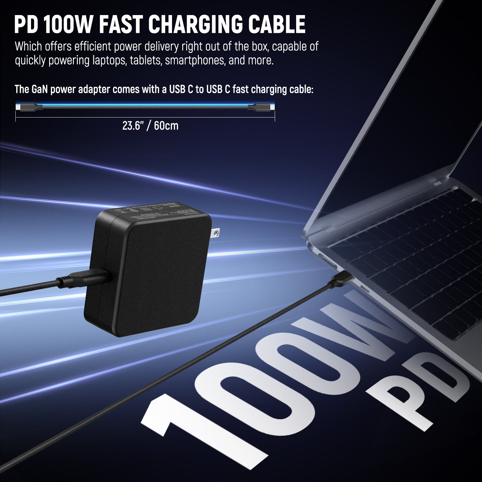 NEEWER PD 100W USB C Charger with 100W Fast Charging Cable - High Speed USB C Power Delivery for MacBook Pro, iPhone 15, iPad, Samsung Galaxy - Perfect for Travel, Office & Home Charging