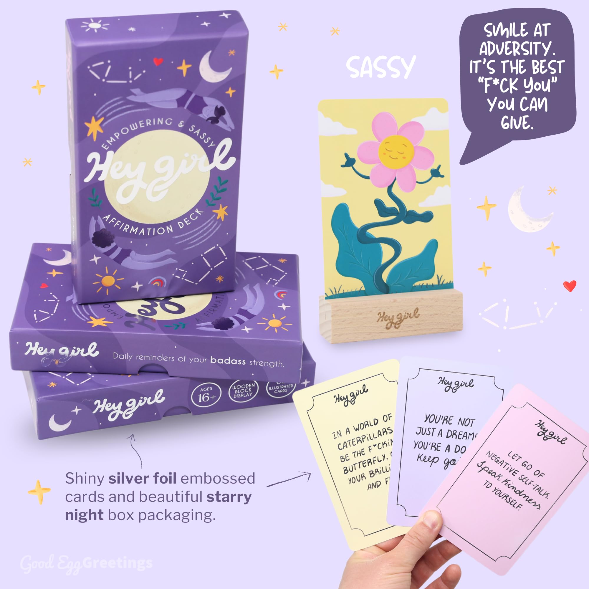 Sweary Affirmation Cards for Women - 60 Positive Daily Motivational Quote Cards with Sassy & Inspirational Messages - Self Love Gifts for Birthday, Holiday or Everyday Encouragement - Perfect for Office Decor, Journaling & Self-Care Rituals