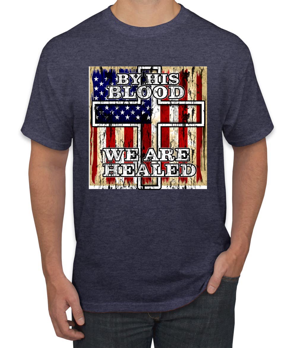 Inspirational Christian Men's T-Shirt - By His Blood We Are Healed | Faith Apparel