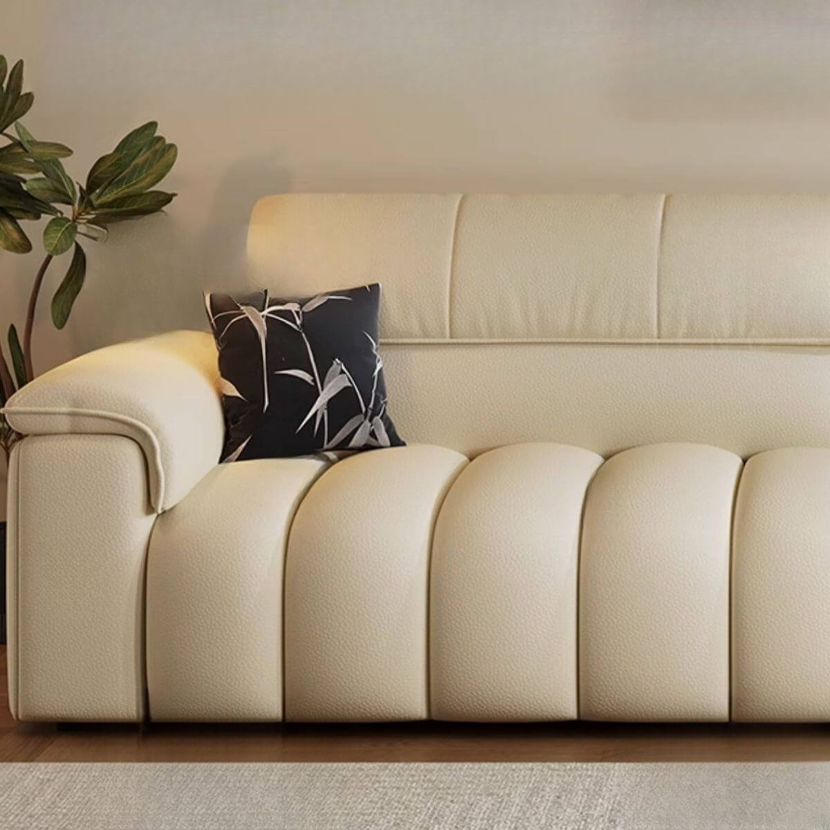 Minimalist Modern 4/5/2 Seater Chalk Sofa with Arms, 2 Pillows & Storage - Stain Resistant Fabric - Perfect for Living Room, Lounge & Small Spaces