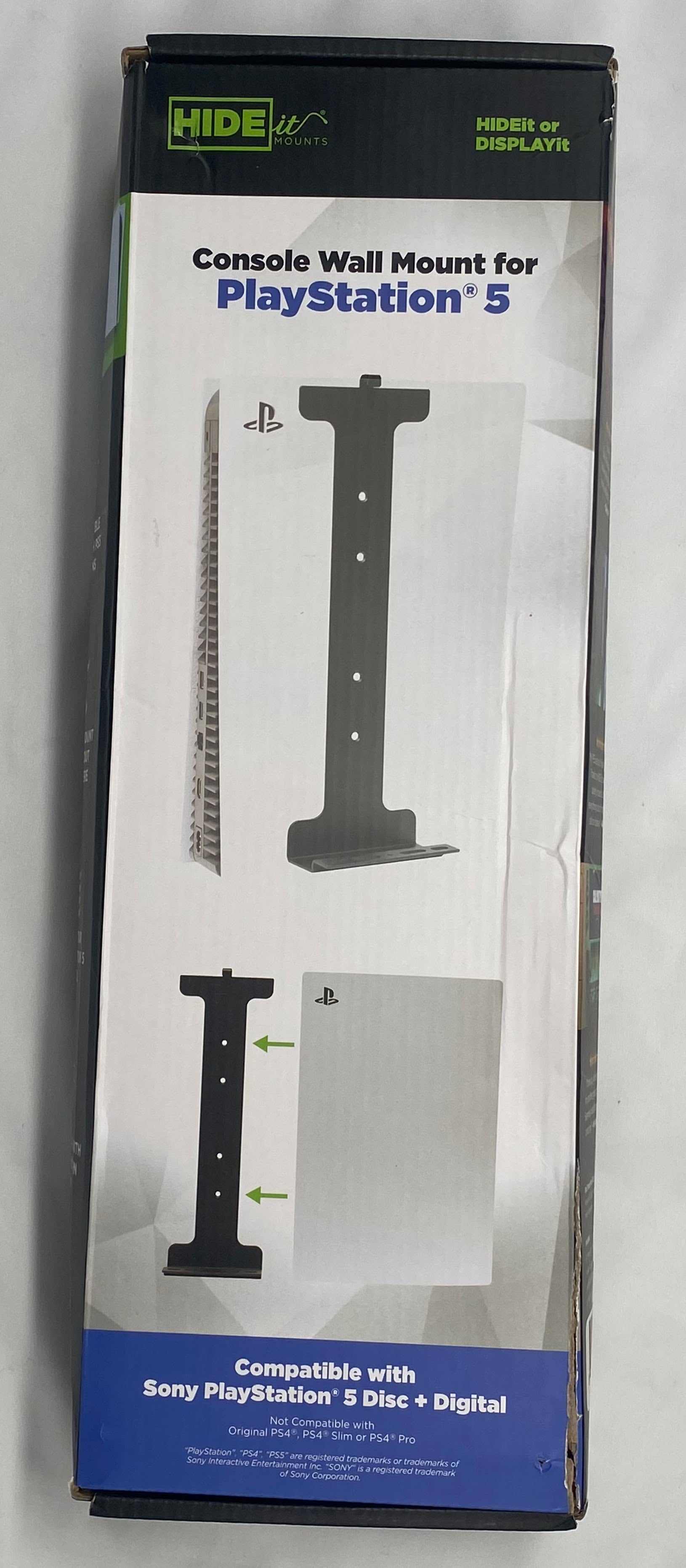 SECONDS HIDEit PS5 Wall Mount Bracket - Compatible with PlayStation 5 & PS5 Digital Edition - Space Saving Vertical or Horizontal Mount for Gaming Room Setup