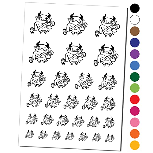 Waterproof Krampus & Naughty Kids Christmas Temporary Tattoos - Fake Body Art Set for Holiday Parties & Costumes (Black, 1 Sheet) | Fun for Halloween, Christmas Events & Themed Gatherings