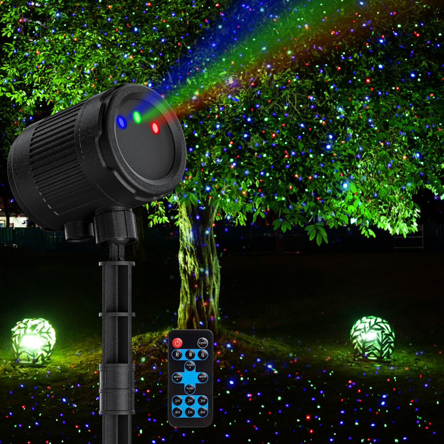 Outdoor Laser Christmas Projector Lights - 3 Color Changing Firefly Light Show with RF Remote | Waterproof Holiday Decor for Indoor/Outdoor Use | Perfect for Christmas Decorations, Weddings, Home Decor, Parties & Garden Lighting