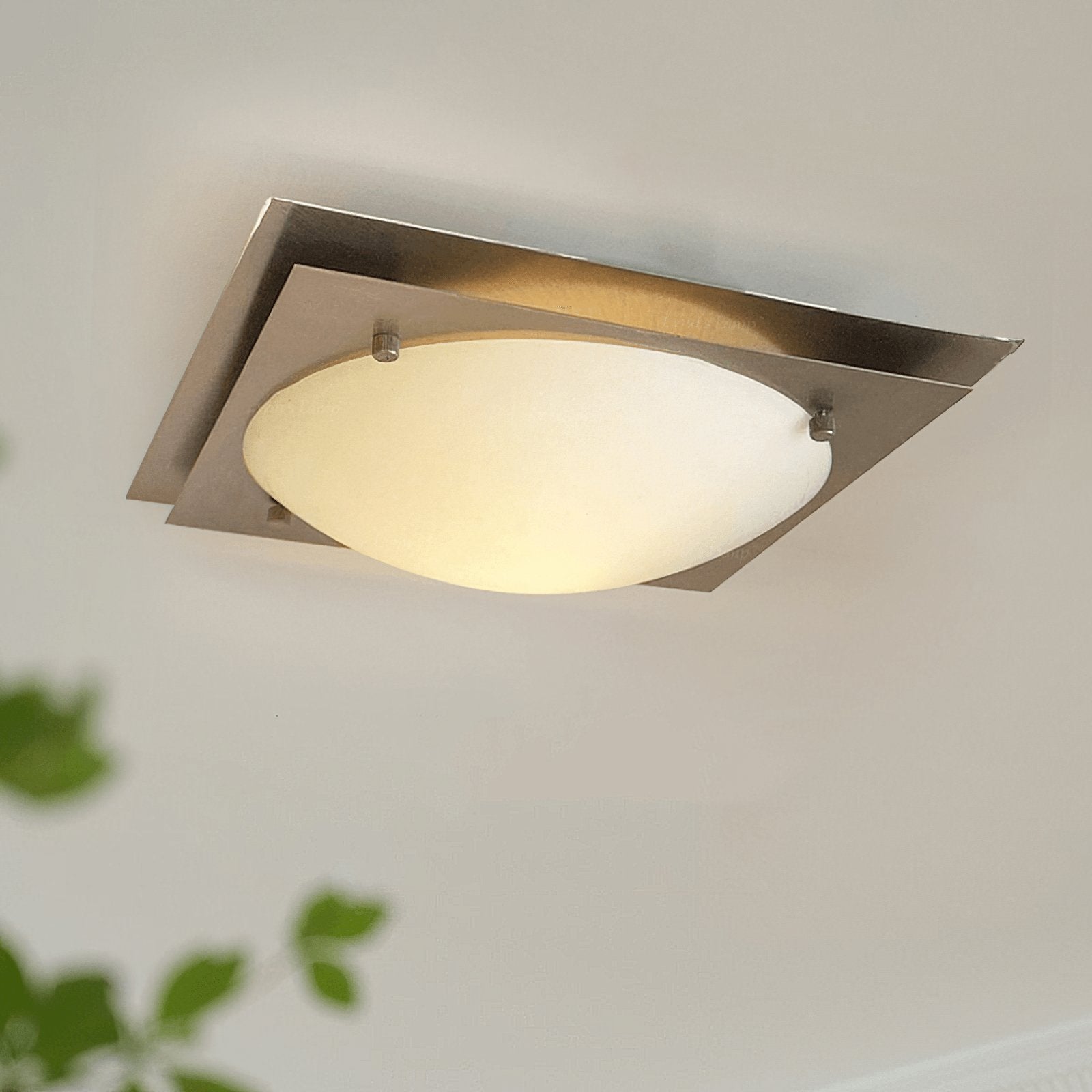 Modern Glass Ceiling Lamp with Beveled Edges - Elegant LED Lighting Fixture for Living Room, Bedroom, and Dining Room Decor