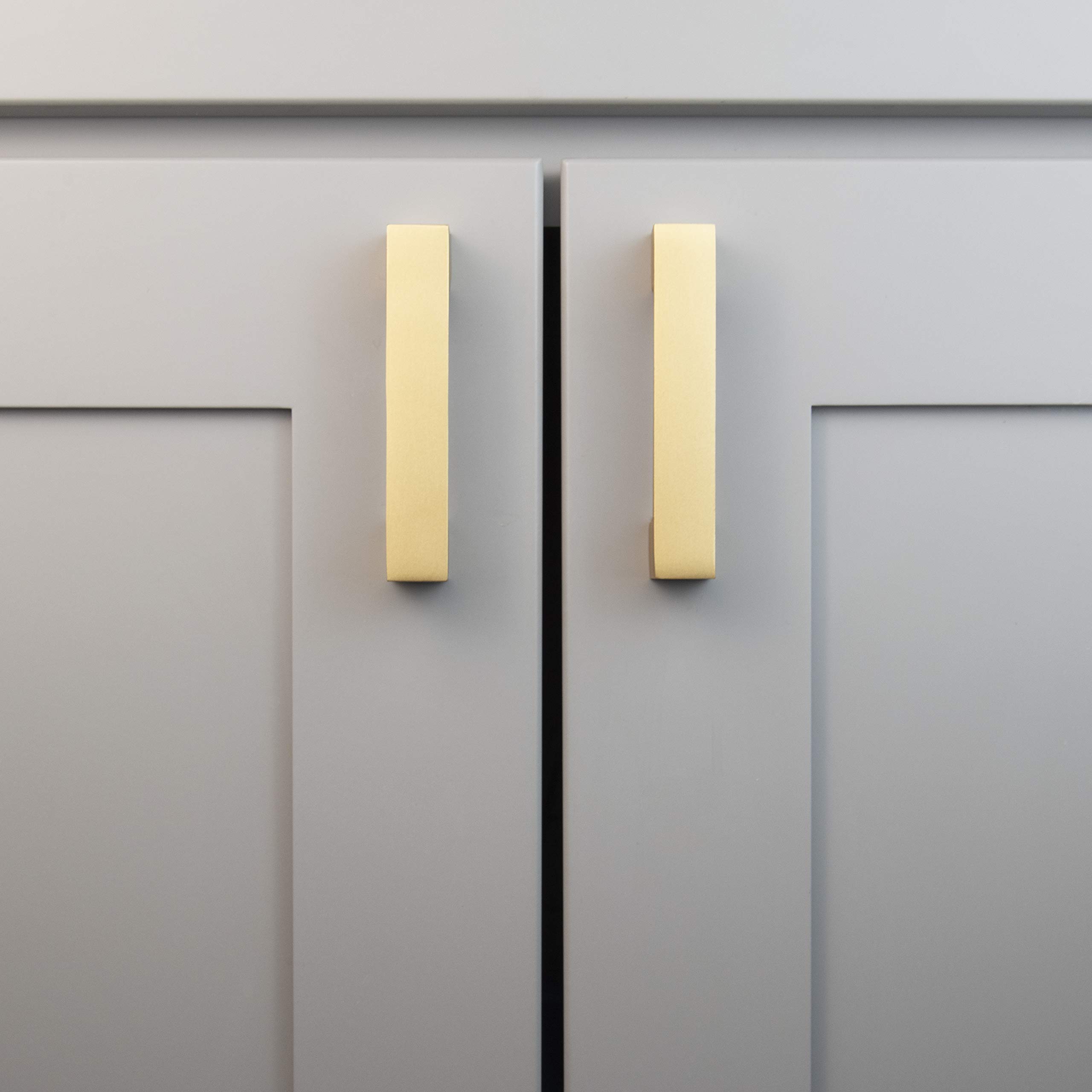 Brushed Brass Cabinet Handles 10 Pack - 3 Inch Hole Center for Kitchen & Bathroom