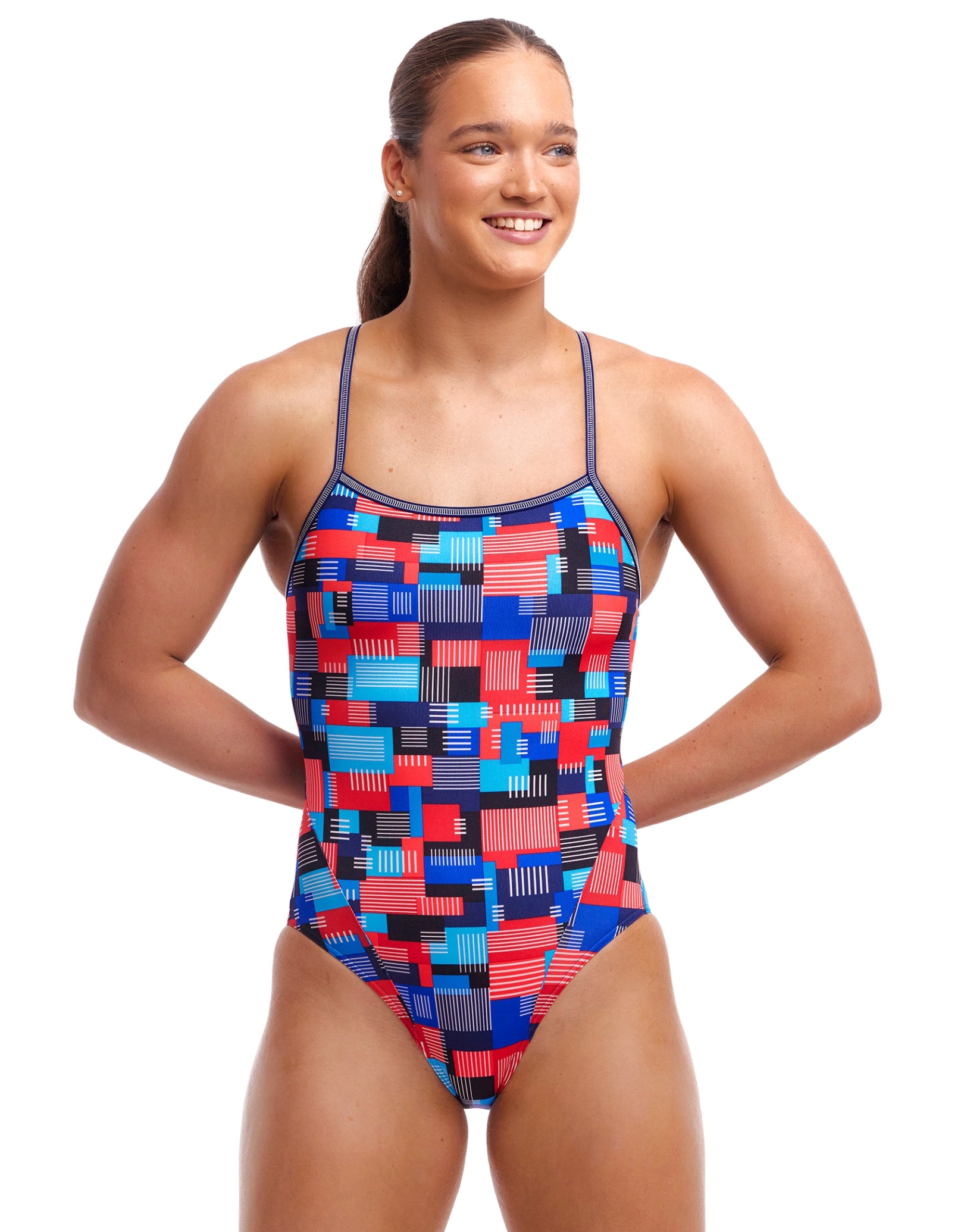 Women's Single Strap Swimsuit - Blue & Multicolor Floral Bikini Top for Beach, Pool & Vacation | Summer Swimwear