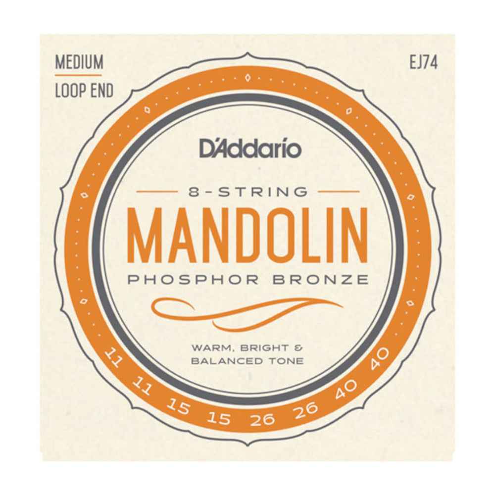 D'Addario EJ74 Mandolin Strings Loop End - Professional Quality for Bluegrass, Folk & Irish Music - Perfect for Performances & Practice