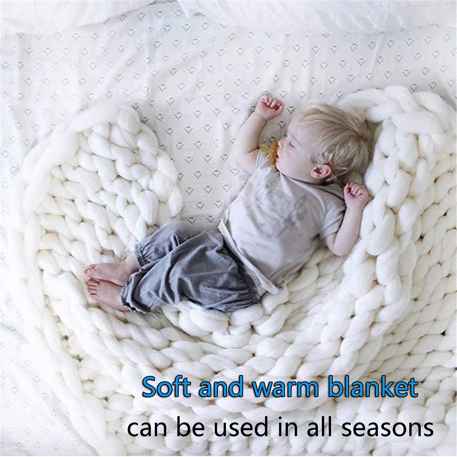 Soft Chunky Knit Blanket - Handmade Chenille Throw for Cozy Warmth | Perfect for Sofa, Baby, Photography & Home Decor | Ultra-Plush Bedding & Air Conditioner Blanket for All Seasons