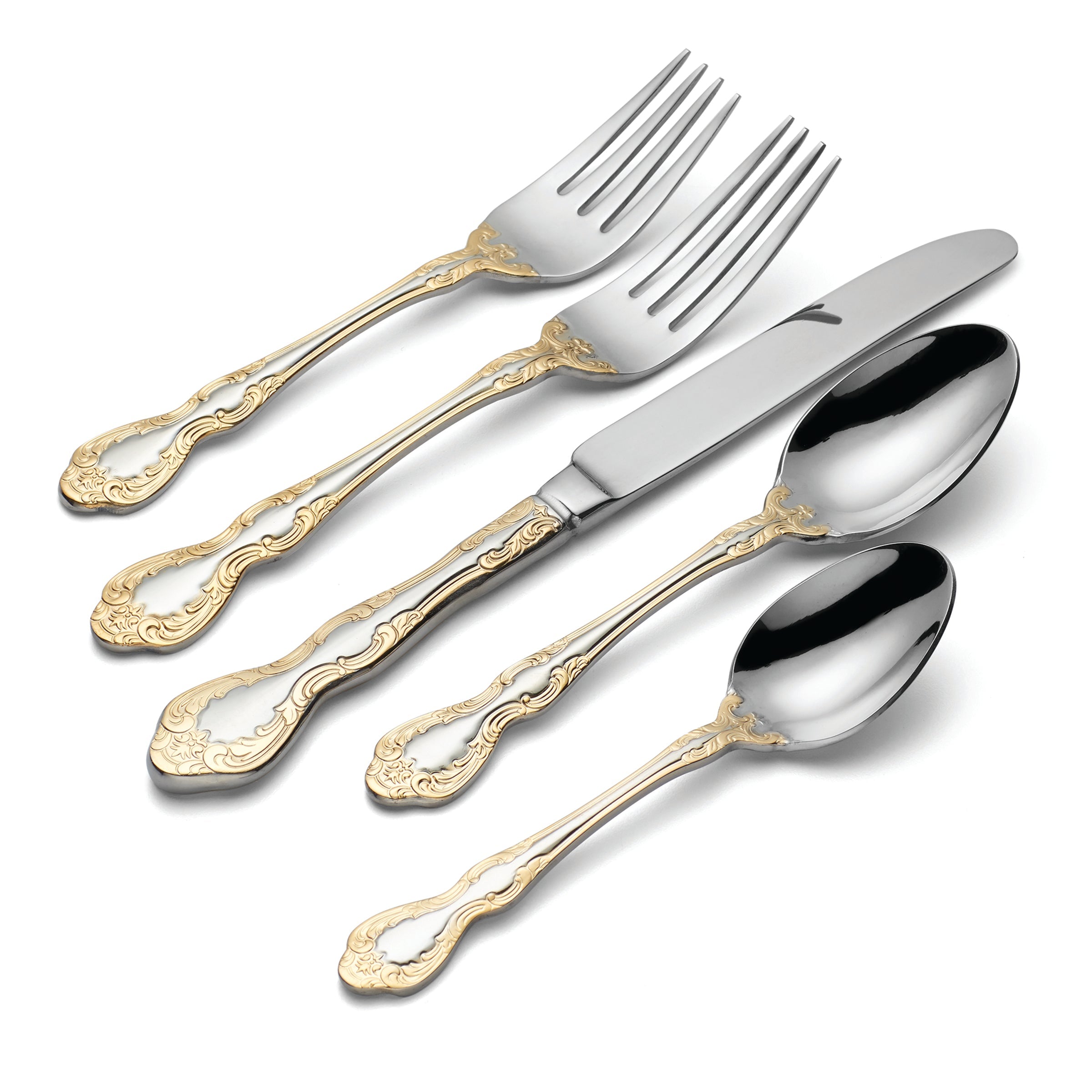 45-Piece Golden Mandolina Flatware Set - Elegant Stainless Steel Cutlery for Dining, Parties, and Wedding Gifts