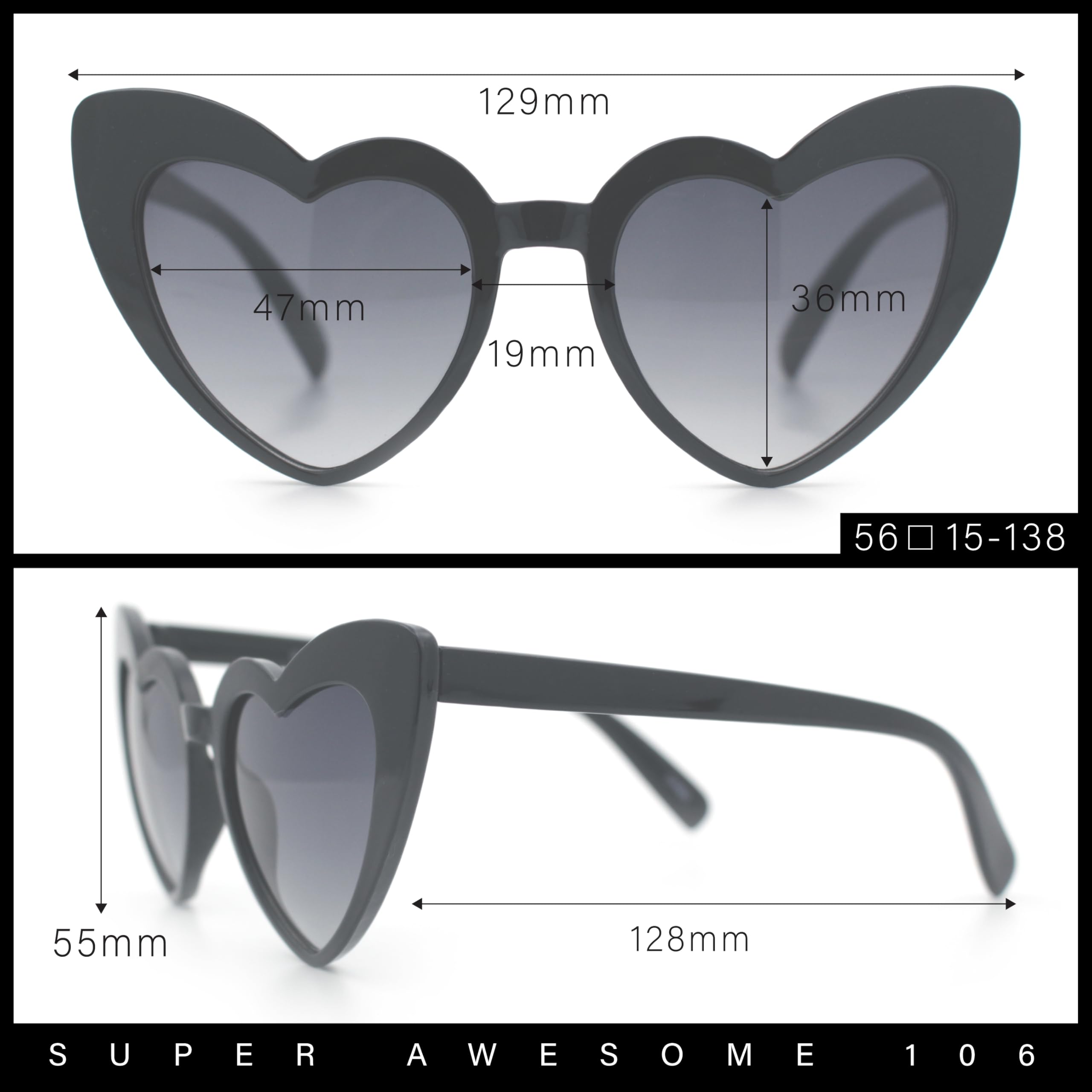 Kids Heart-Shaped Lolita Sunglasses for Girls - Valentine's Day Love Glasses - Perfect for Parties, Dress Up & Photoshoots