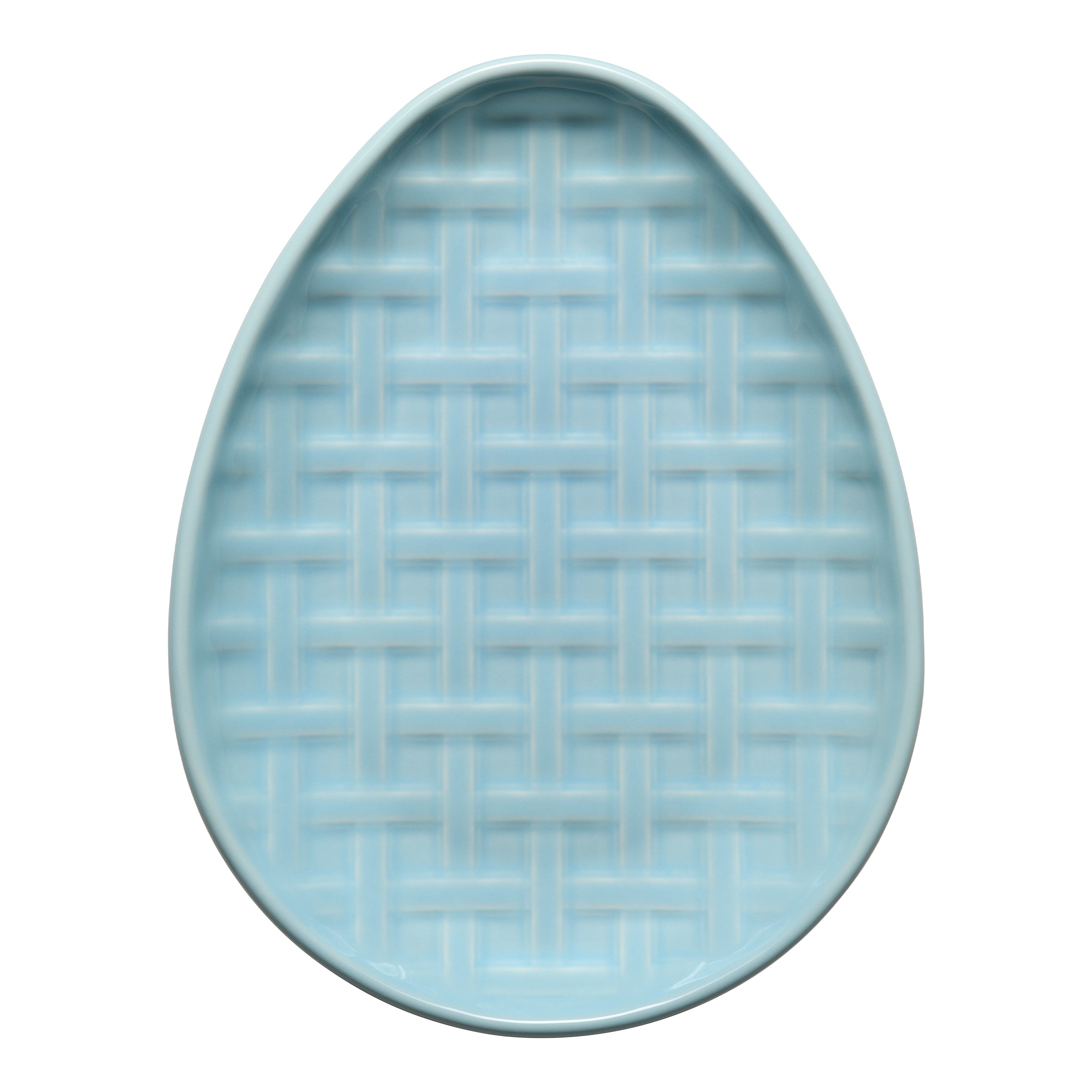Sky Embossed Egg Shaped Ceramic Plate - 10 Inch Decorative Serving Dish for Easter, Desserts & Home Decor