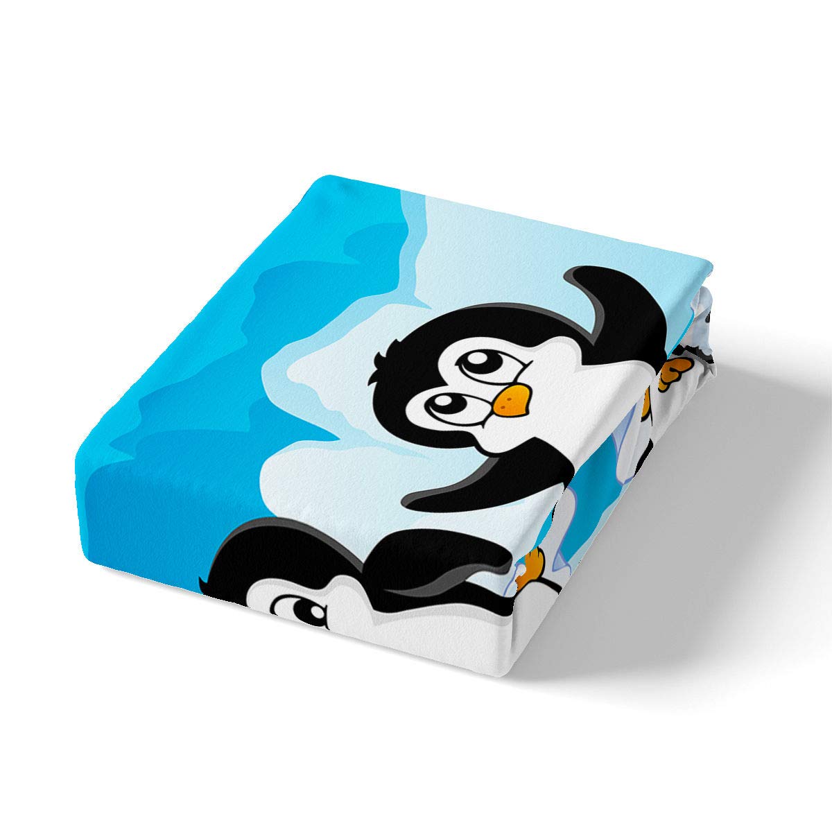 2-Piece Cartoon Penguin Duvet Cover Set - Cute Baby Penguins Playing in Water with Various Poses - Twin Size Comforter Cover for Kids, Boys, Girls & Teens - Summer Themed Children's Bath Toys Illustration Bedding - Perfect for Kids' Bedroom Decor & Themed Sleepovers