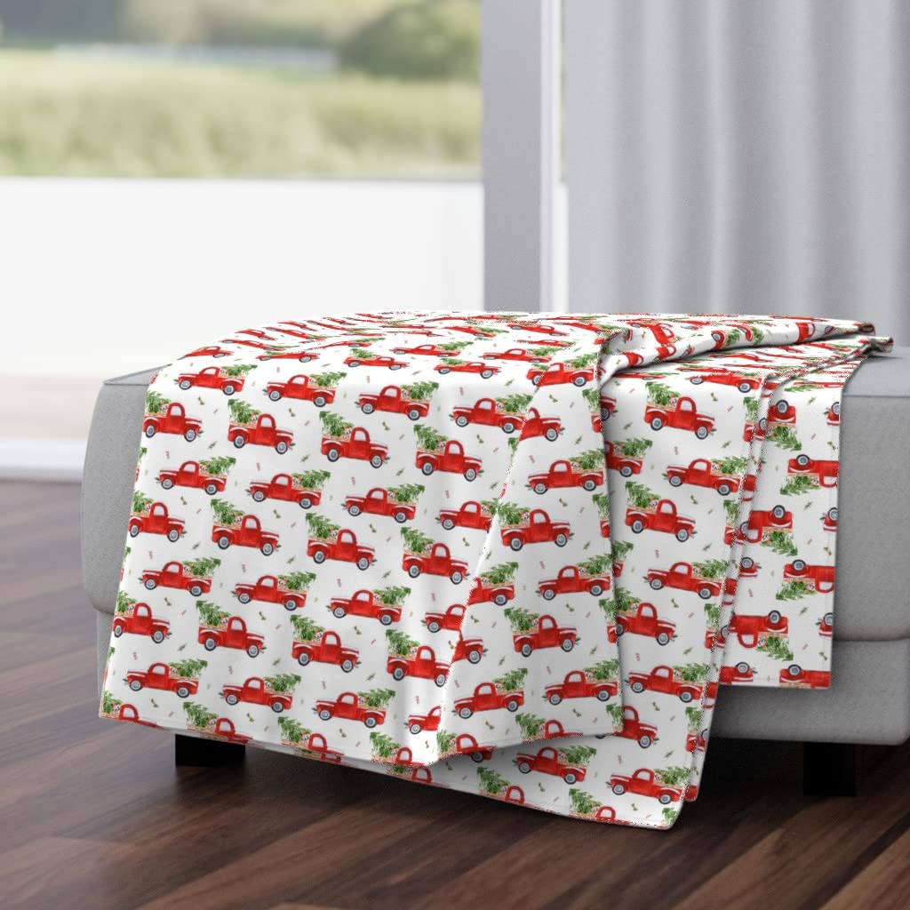 Soft Plush Minky Throw Blanket 50x70 Inches - Best Friend & Christmas Truck Tree Red Dog Holiday Design | Cozy Winter Blanket for Couch, Bed, Sofa & Gift Giving