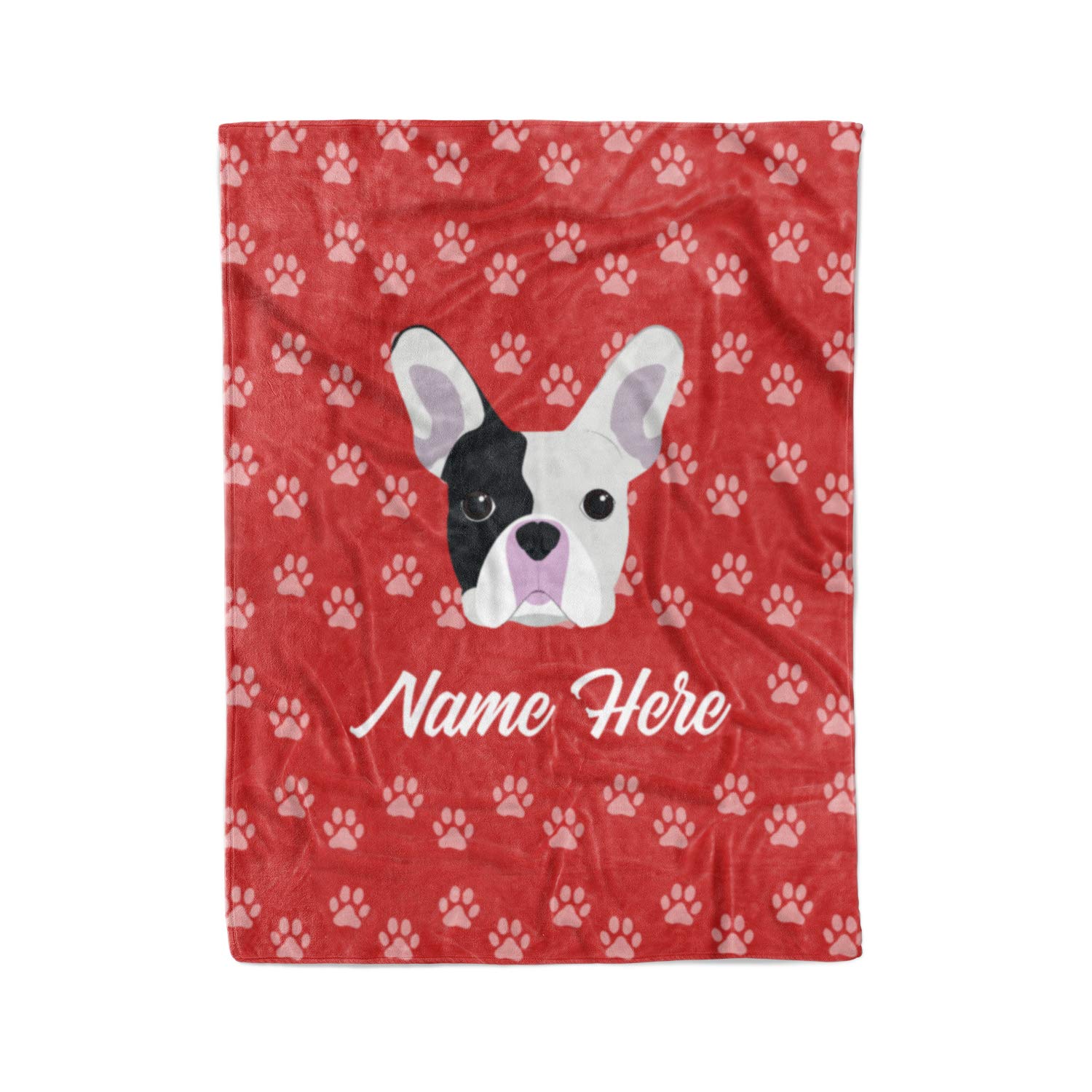 Personalized Custom Pet Frenchie Fleece & Sherpa Throw Blanket - Soft Cozy Blankets for Men, Women, Kids & Babies | Perfect Gift for Dog Lovers, Moms & Dads | Ideal for Bedtime, Couch & Travel Use