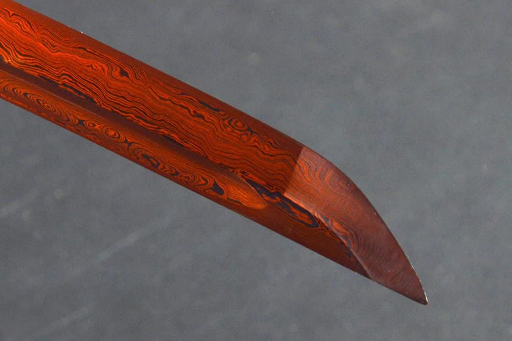 Handmade Damascus Steel Japanese Katana Sword - Red Dragon Engraved Saya - Authentic Folded Steel Blade - Perfect for Martial Arts Training, Cosplay & Collectors