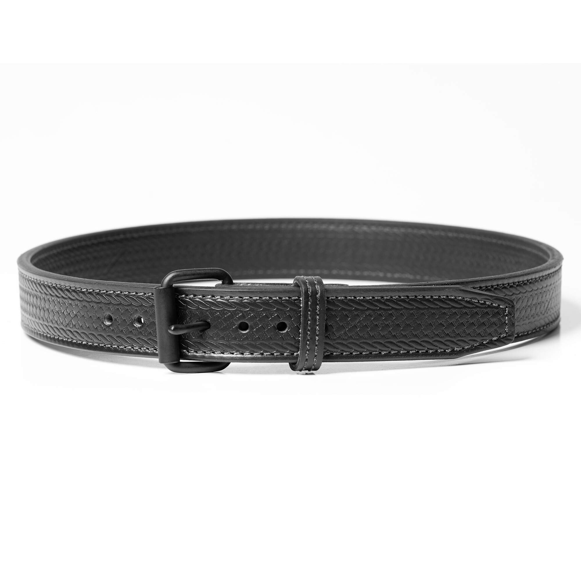 Bigfoot Leather Gun Belt - Basket Weave Design with Steel Core - USA Made - Perfect for Concealed Carry & Outdoor Activities