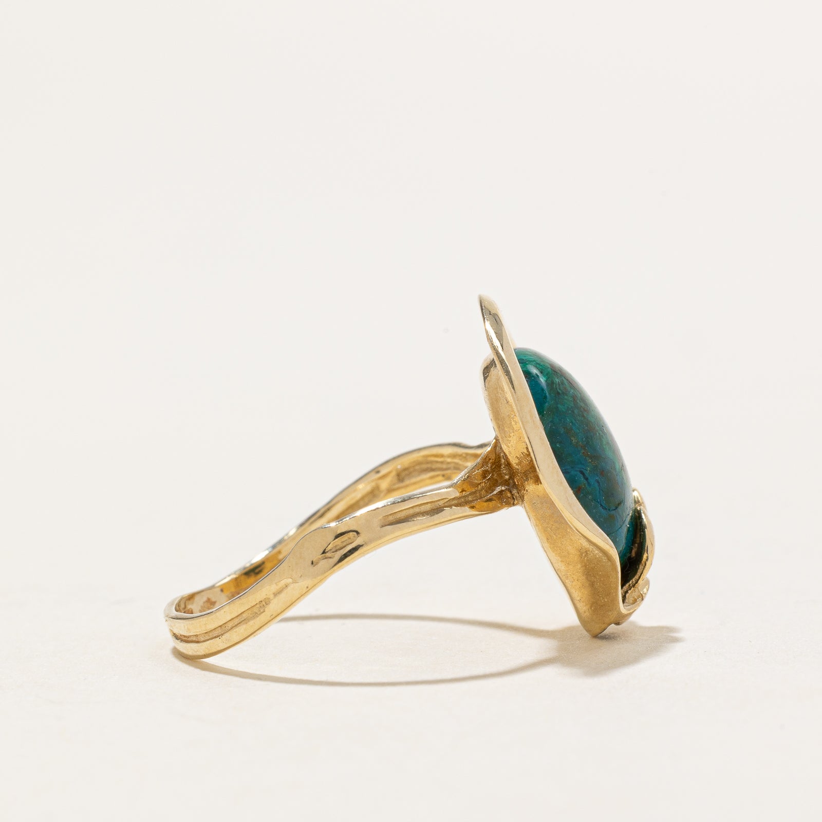 14K Gold Chrysocolla Ring - 2.50 Carat Natural Gemstone Ring - Size 6.5 - Elegant Handmade Jewelry for Women - Perfect for Weddings, Anniversaries & Special Occasions