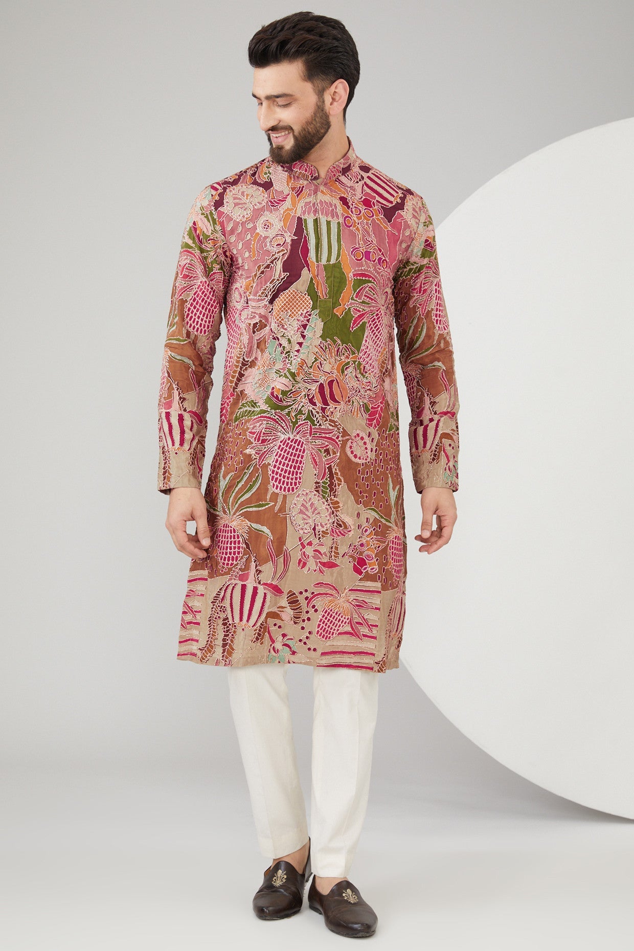 Stylish Multi-Colored Slub Silk Abstract Embroidered Kurta for Women - Perfect for Festivals, Weddings & Casual Wear